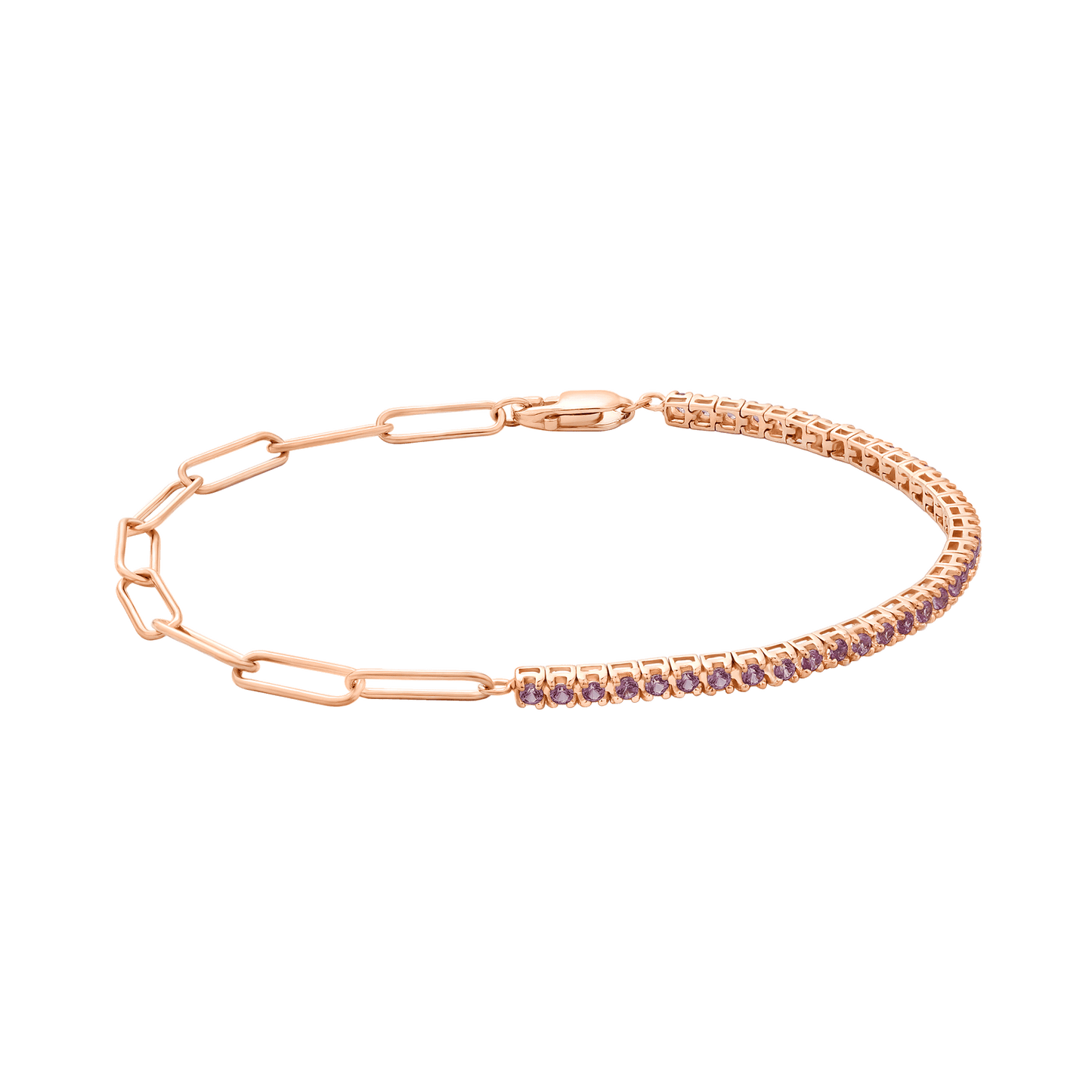 Pink Sapphire Open Link Bracelet - 14K Rose Gold Bracelet magal-dev