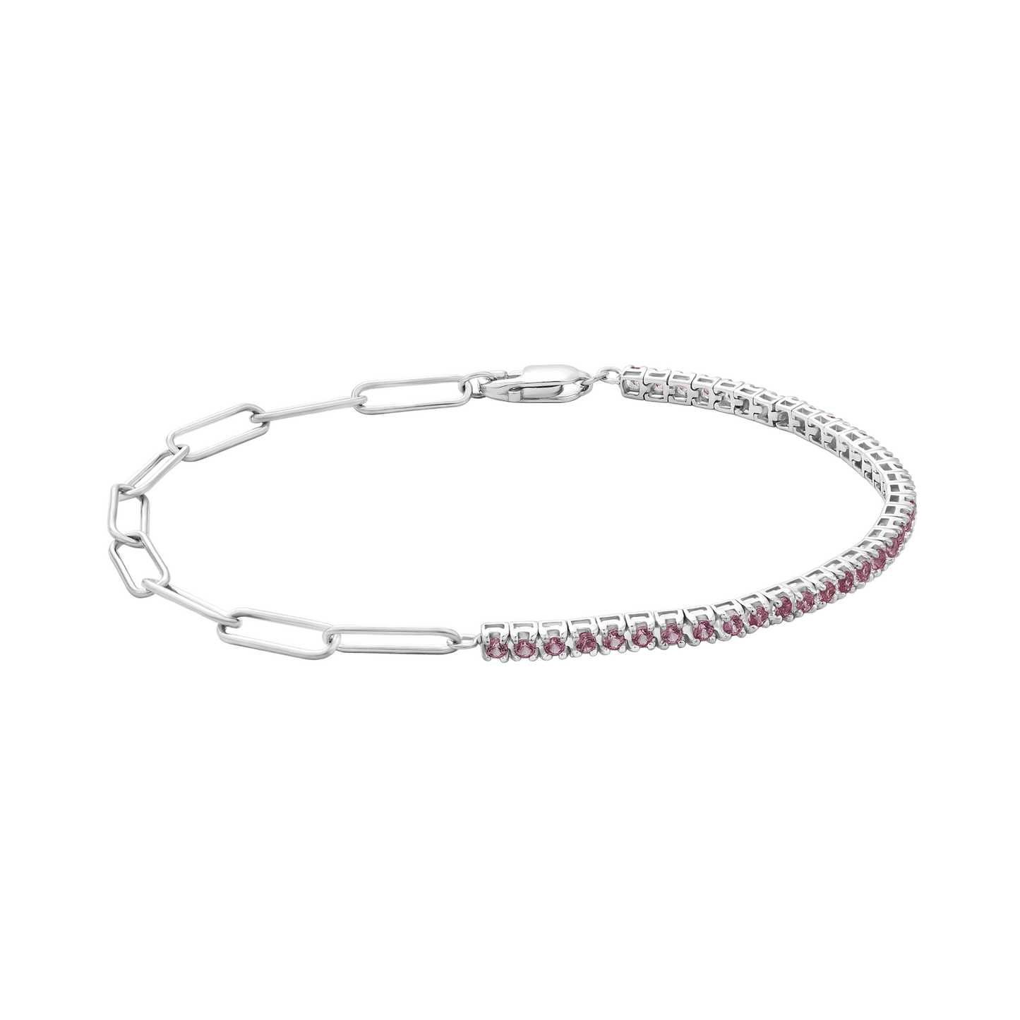 Pink Sapphire Open Link Bracelet - 14K White Gold Bracelet magal-dev