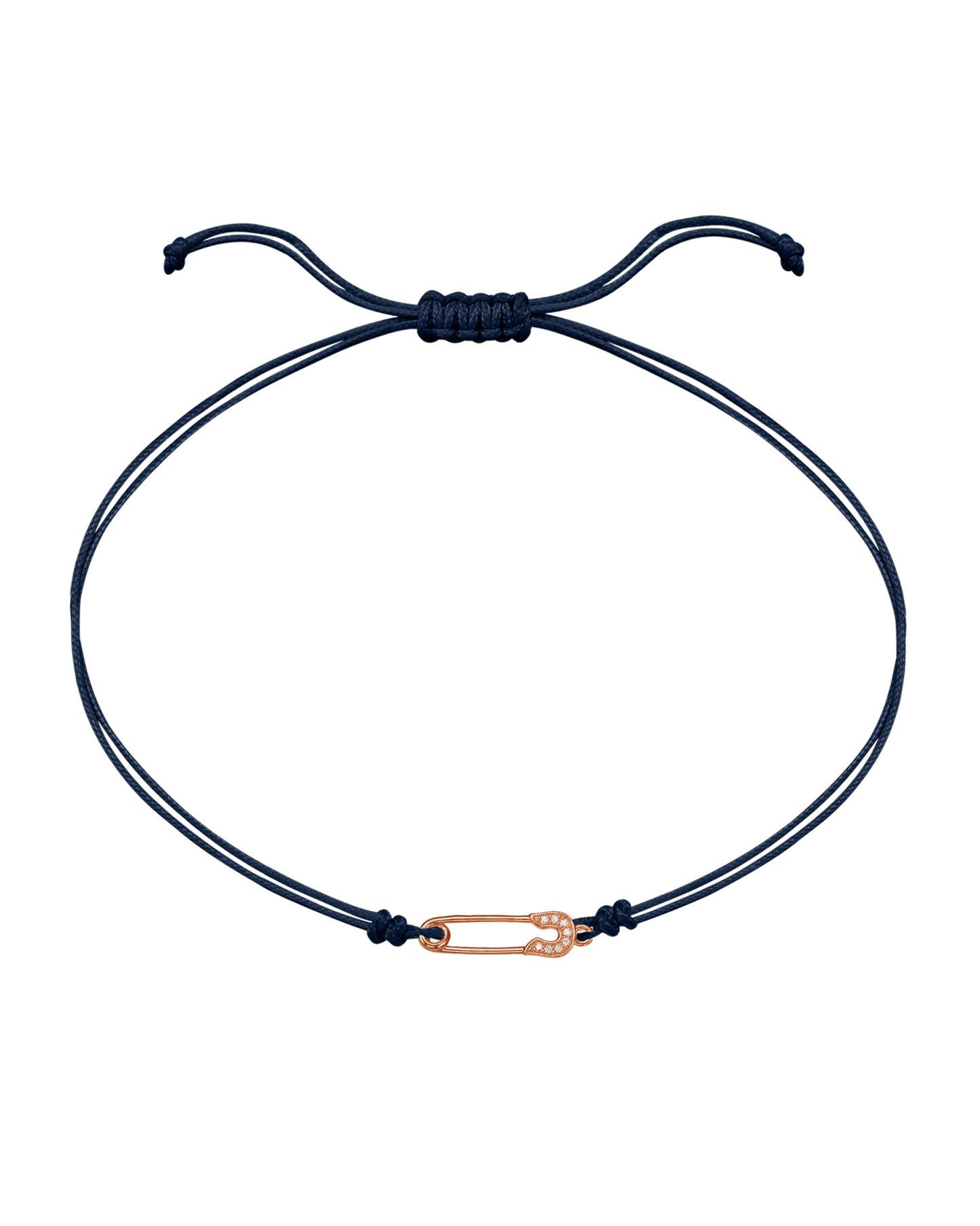 Pins Diamond String of love - 14K Rose Gold Bracelet 14K Solid Gold Navy Blue
