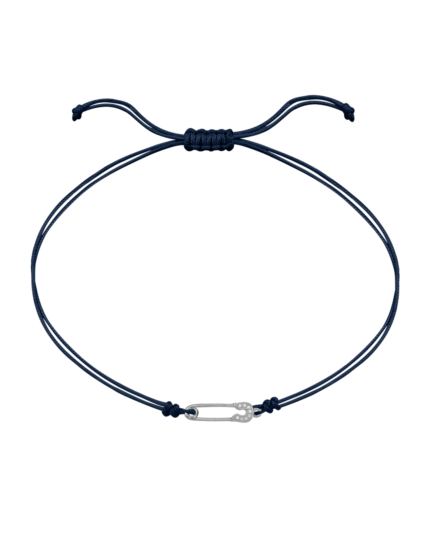 Pins Diamond String of love - 14K White Gold Bracelet 14K Solid Gold Navy Blue