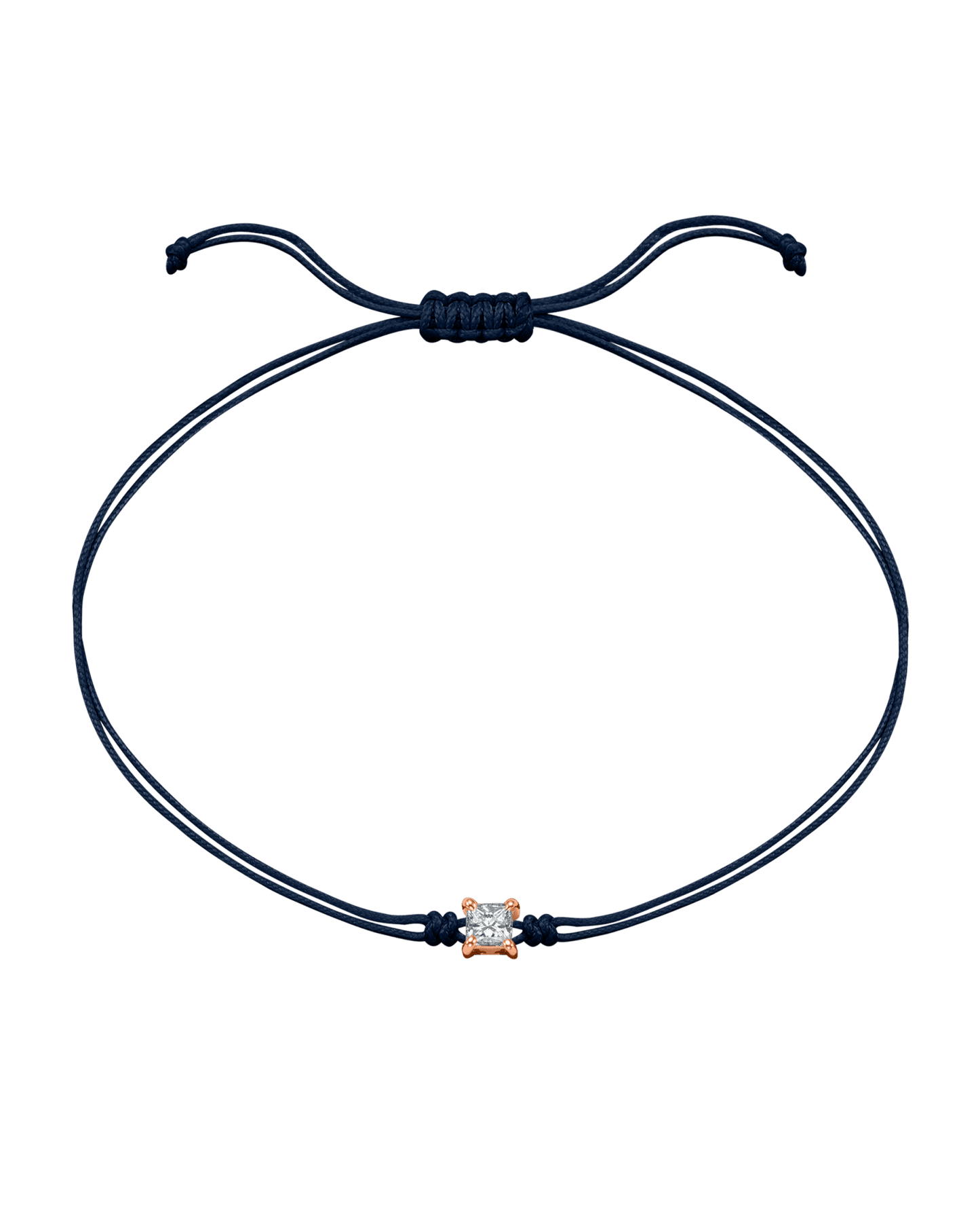 Princess Diamond String Of Love - 14K Rose Gold Bracelet 14K Solid Gold Navy Blue