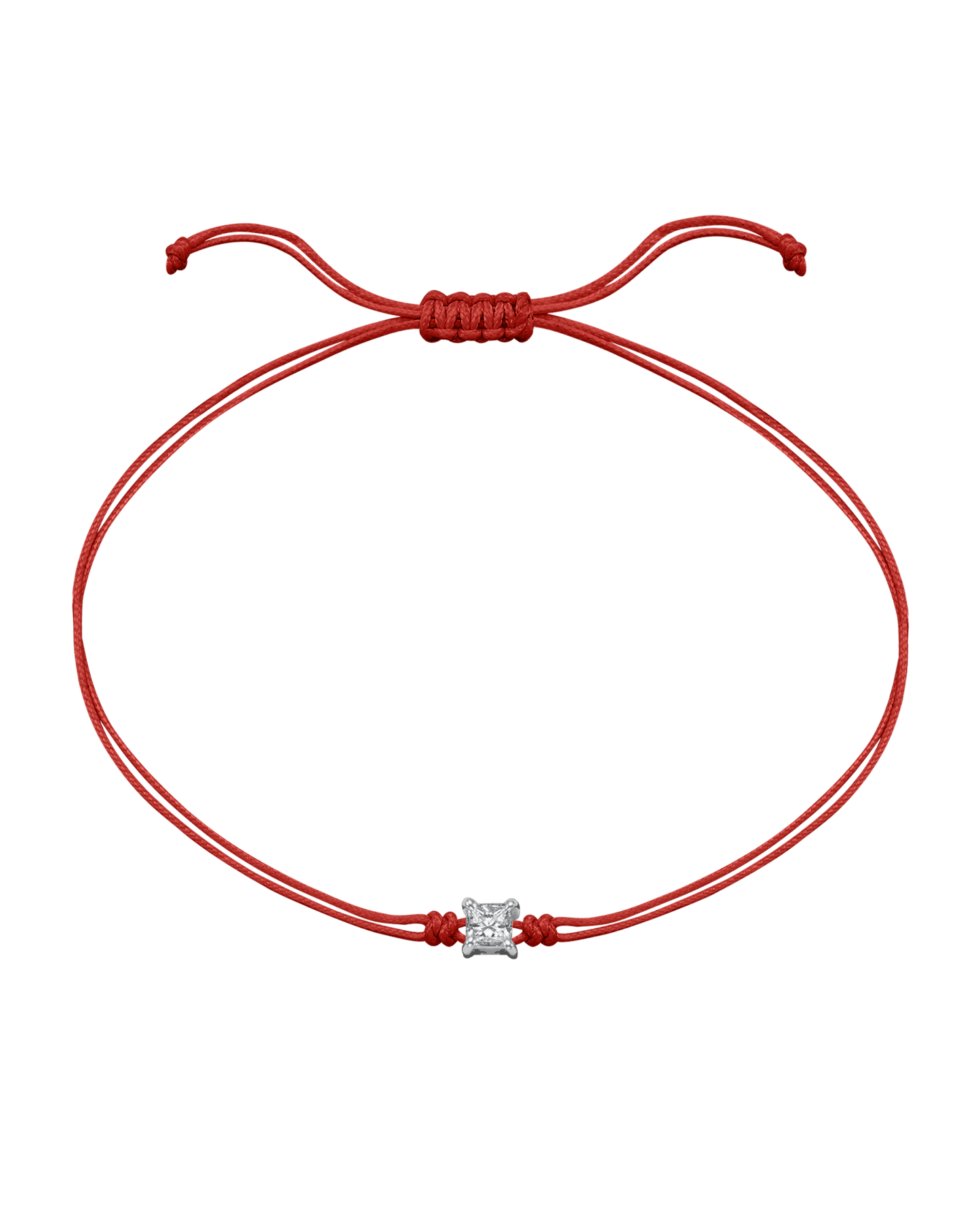 Princess Diamond String Of Love - 14K White Gold Bracelet 14K Solid Gold Red