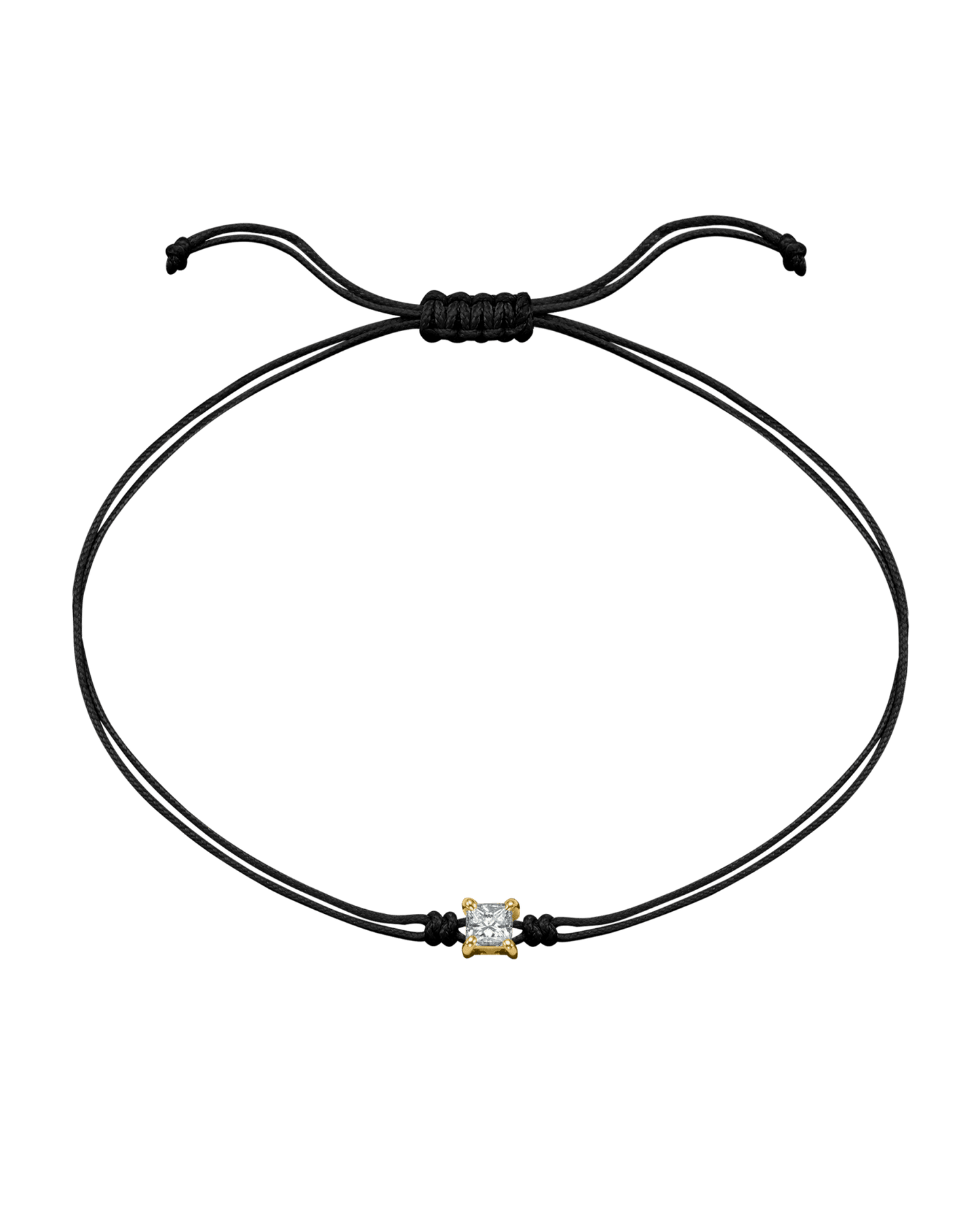 Princess Diamond String Of Love - 14K Yellow Gold Bracelet 14K Solid Gold Black