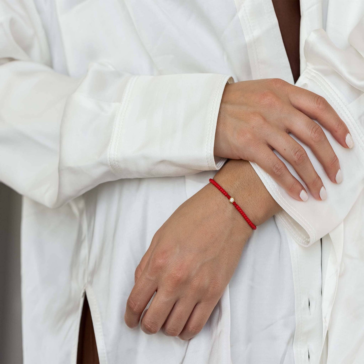 Red Magnesite String Of Love - 14K White Gold Bracelet magal-dev