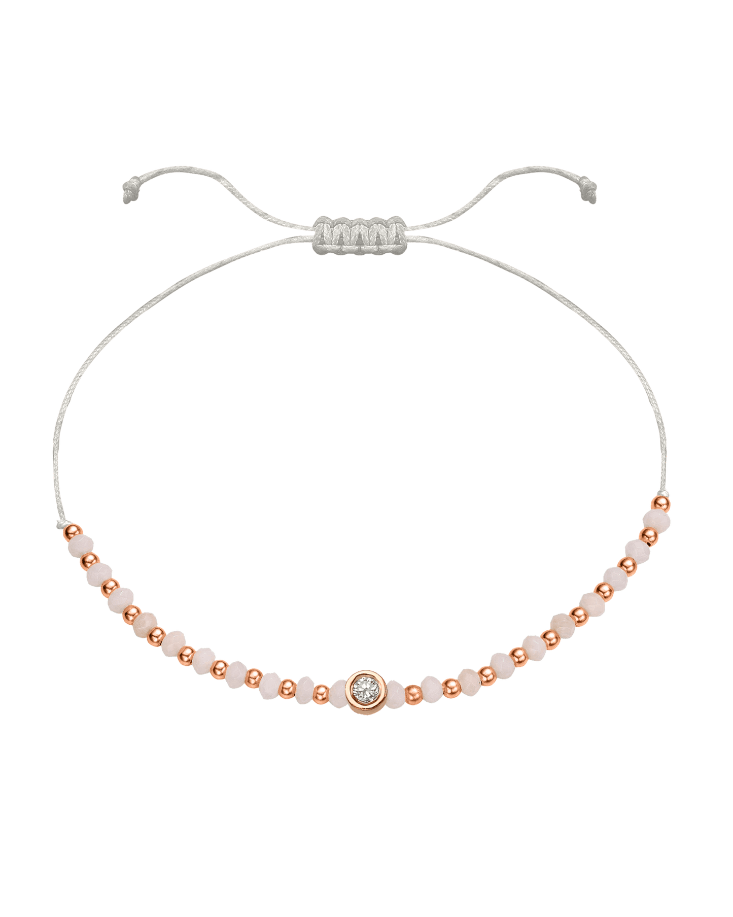 Rhodochrosite Gemstone String of Love Bracelet for Compassion - 14K Rose Gold Bracelet 14K Solid Gold Pearl Medium: 0.04ct