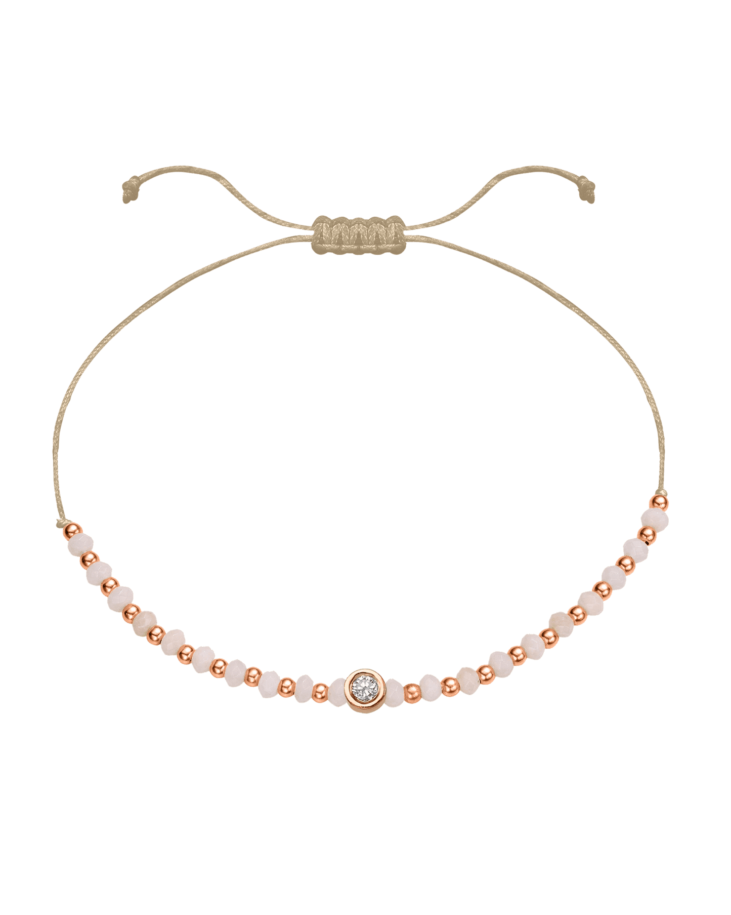 Rhodochrosite Gemstone String of Love Bracelet for Compassion - 14K Rose Gold Bracelet 14K Solid Gold Beige Medium: 0.04ct