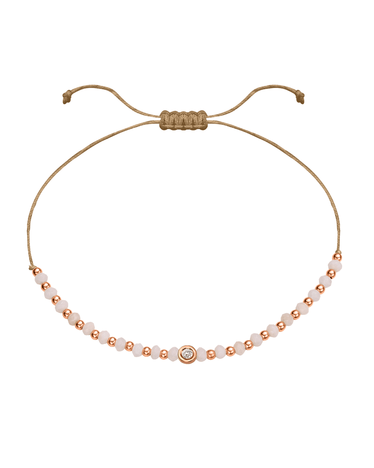Rhodochrosite Gemstone String of Love Bracelet for Compassion - 14K Rose Gold Bracelet 14K Solid Gold Camel Small: 0.03ct