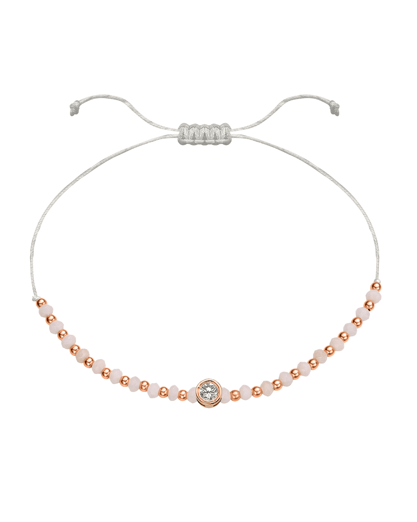Rhodochrosite Gemstone String of Love Bracelet for Compassion - 14K Rose Gold Bracelet 14K Solid Gold Pearl Large: 0.1ct