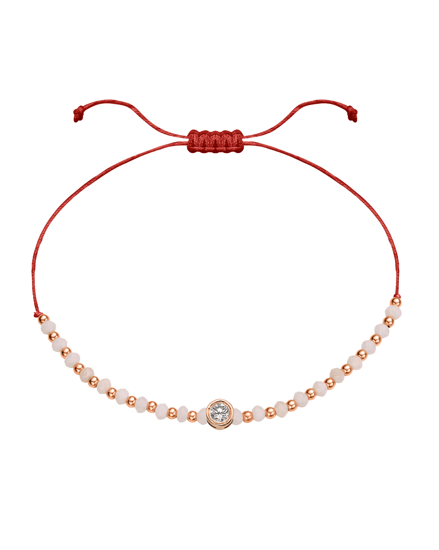 Rhodochrosite Gemstone String of Love Bracelet for Compassion - 14K Rose Gold Bracelet 14K Solid Gold Red Large: 0.1ct