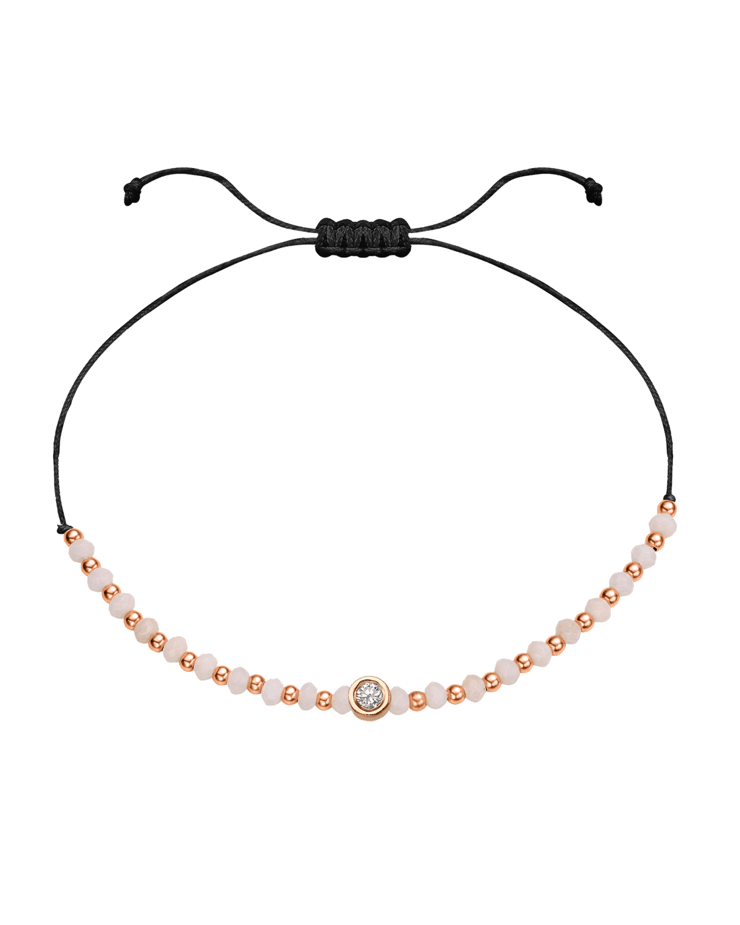 Rhodochrosite Gemstone String of Love Bracelet for Compassion - 14K Rose Gold Bracelet 14K Solid Gold Black Medium: 0.04ct