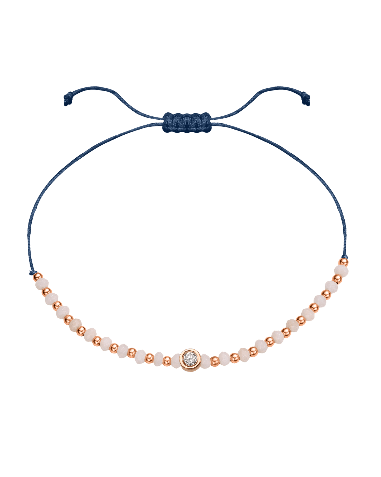 Rhodochrosite Gemstone String of Love Bracelet for Compassion - 14K Rose Gold Bracelet 14K Solid Gold Indigo Medium: 0.04ct