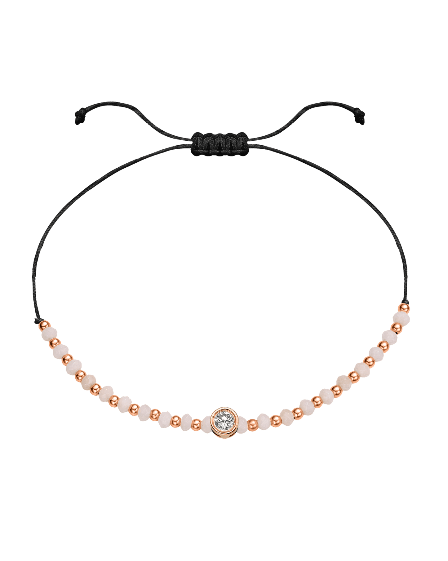 Rhodochrosite Gemstone String of Love Bracelet for Compassion - 14K Rose Gold Bracelet 14K Solid Gold Black Large: 0.1ct