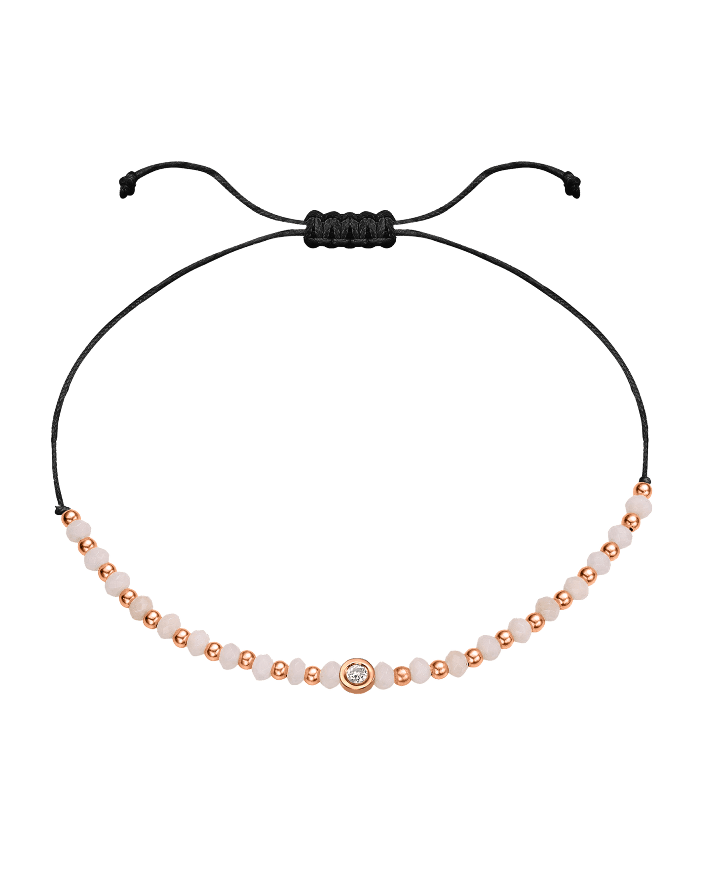 Rhodochrosite Gemstone String of Love Bracelet for Compassion - 14K Rose Gold Bracelet 14K Solid Gold Black Small: 0.03ct