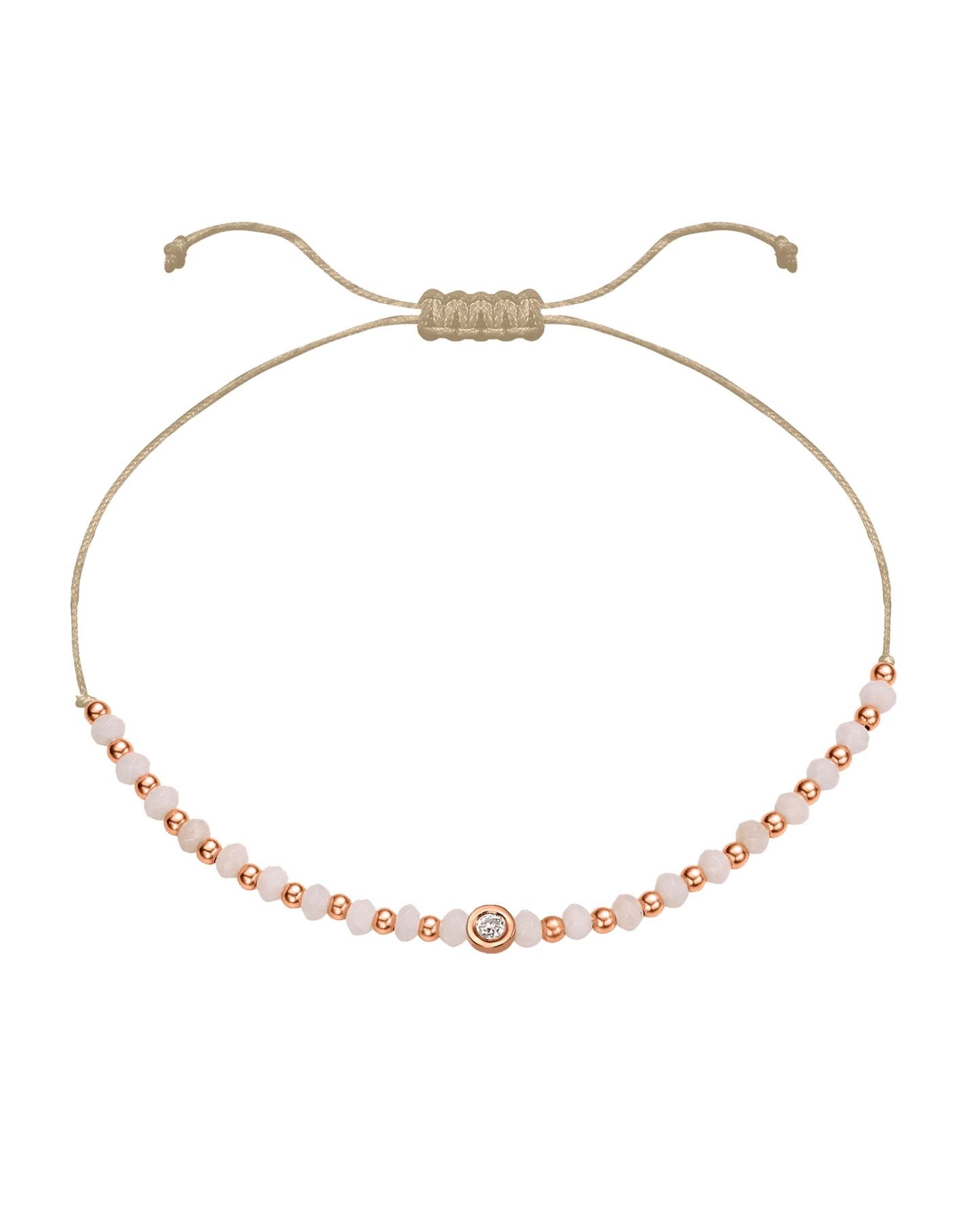 Rhodochrosite Gemstone String of Love Bracelet for Compassion - 14K Rose Gold Bracelet 14K Solid Gold Beige Small: 0.03ct