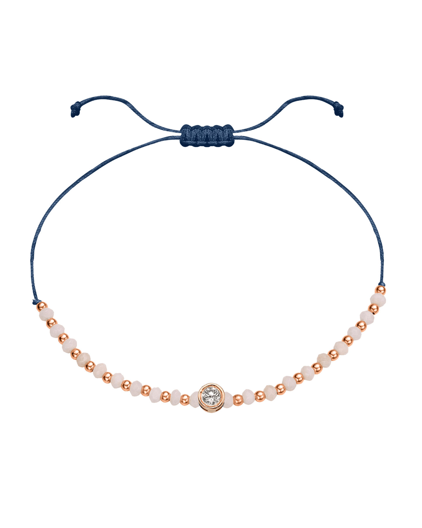 Rhodochrosite Gemstone String of Love Bracelet for Compassion - 14K Rose Gold Bracelet 14K Solid Gold Indigo Large: 0.1ct