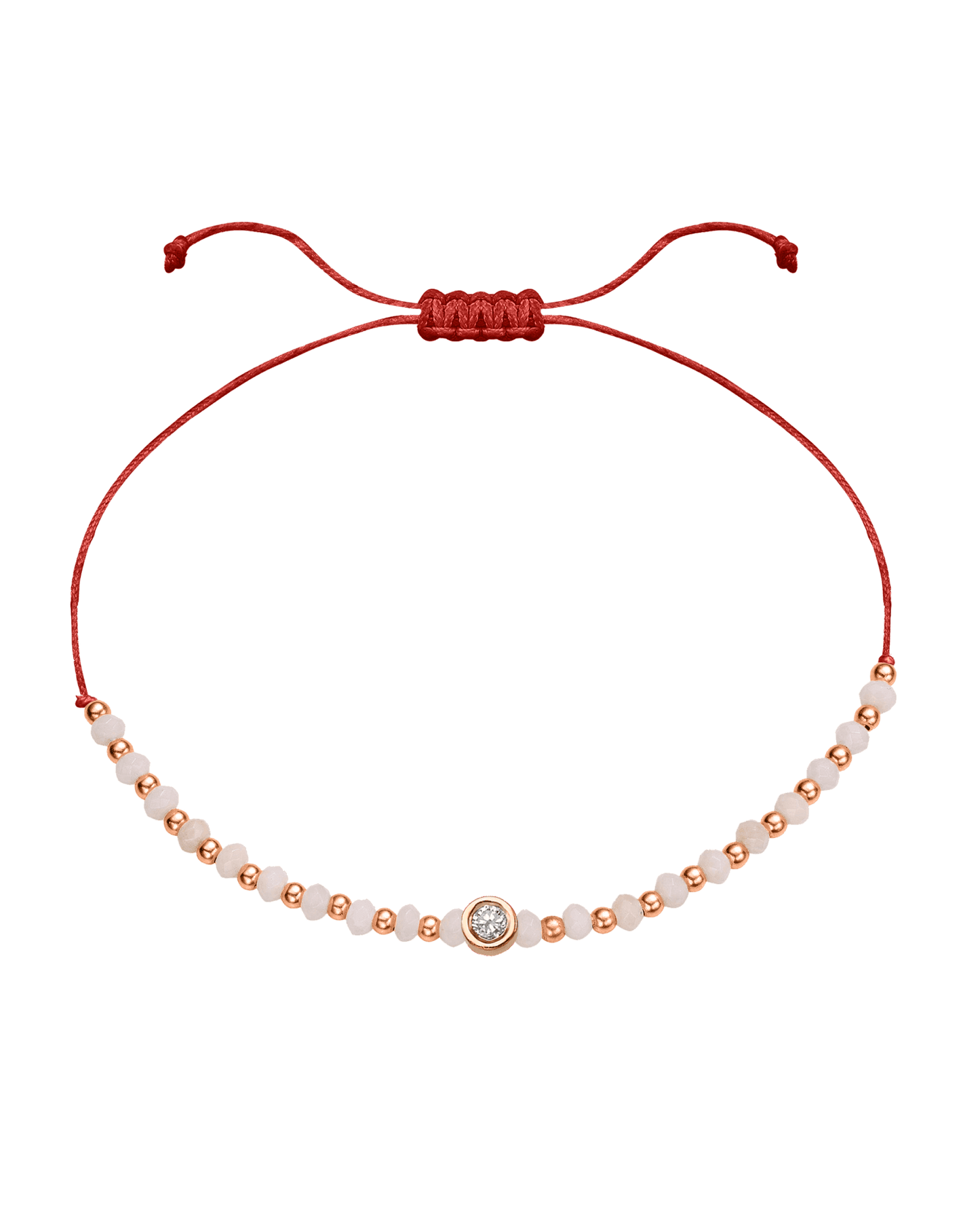 Rhodochrosite Gemstone String of Love Bracelet for Compassion - 14K Rose Gold Bracelet 14K Solid Gold Red Medium: 0.04ct