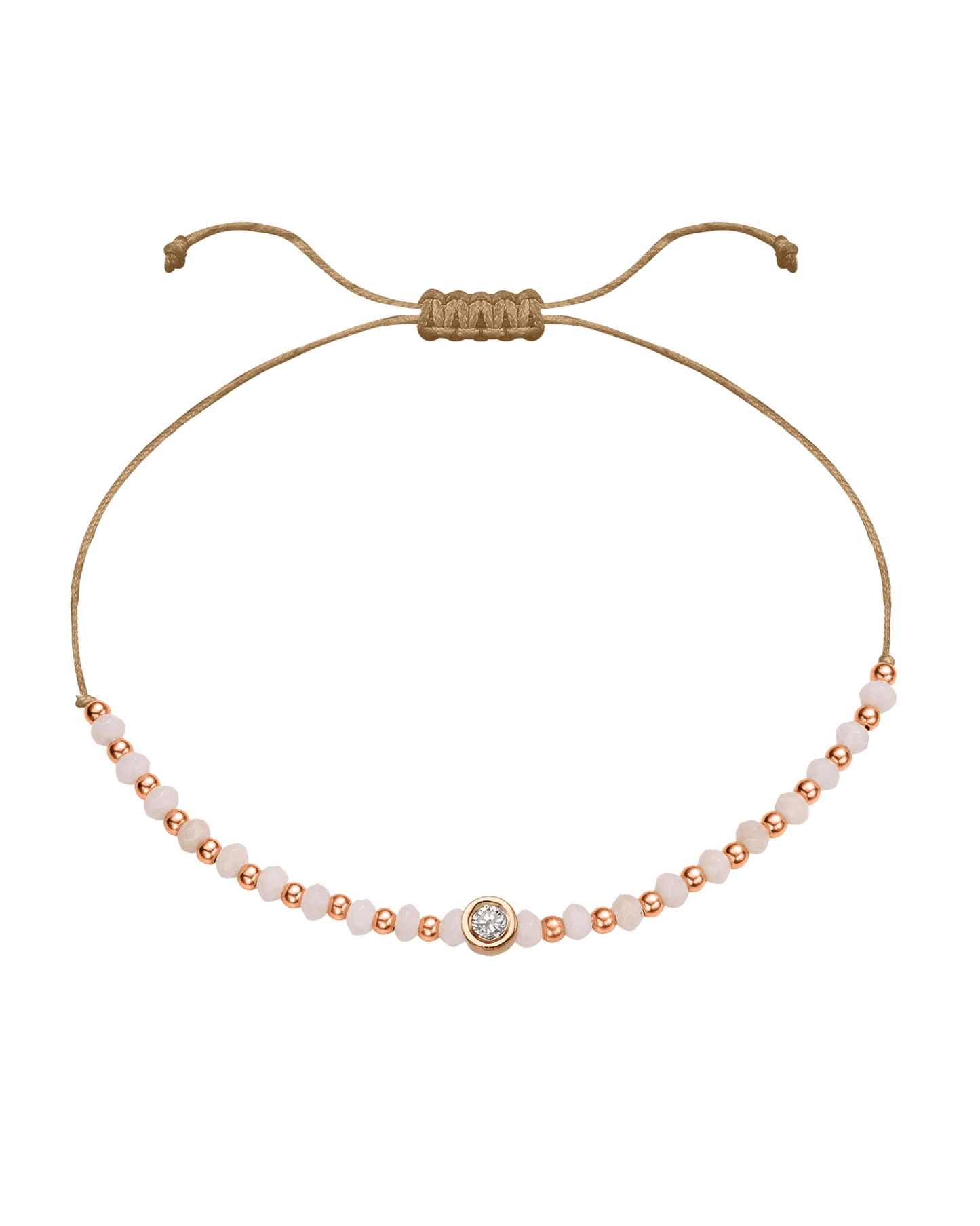 Rhodochrosite Gemstone String of Love Bracelet for Compassion - 14K Rose Gold Bracelet 14K Solid Gold Camel Medium: 0.04ct