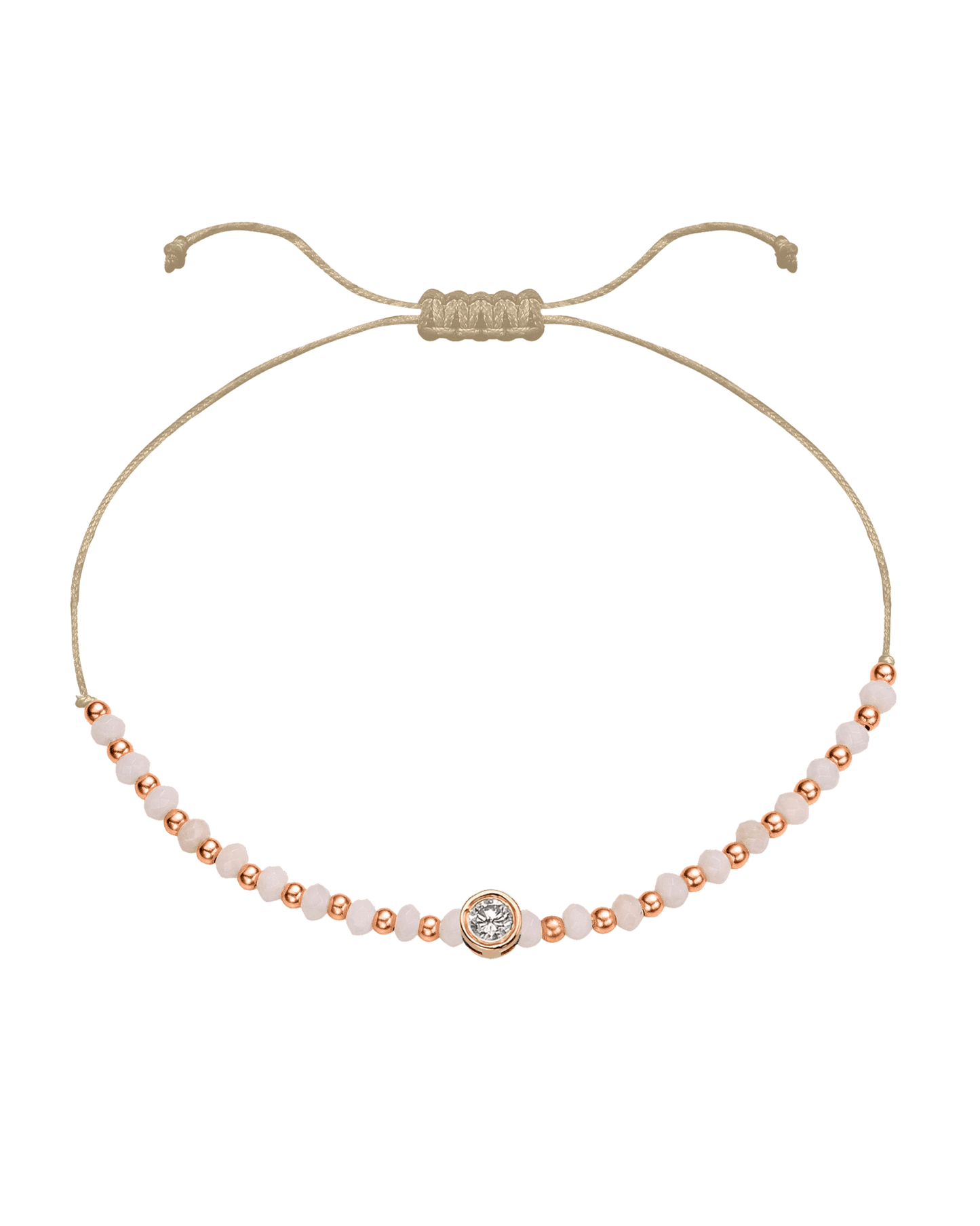 Rhodochrosite Gemstone String of Love Bracelet for Compassion - 14K Rose Gold Bracelet 14K Solid Gold Beige Large: 0.1ct