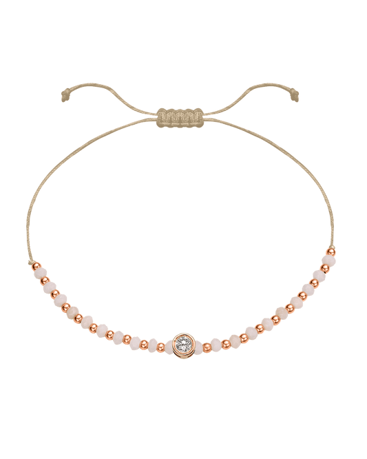 Rhodochrosite Gemstone String of Love Bracelet for Compassion - 14K Rose Gold Bracelet 14K Solid Gold Beige Large: 0.1ct