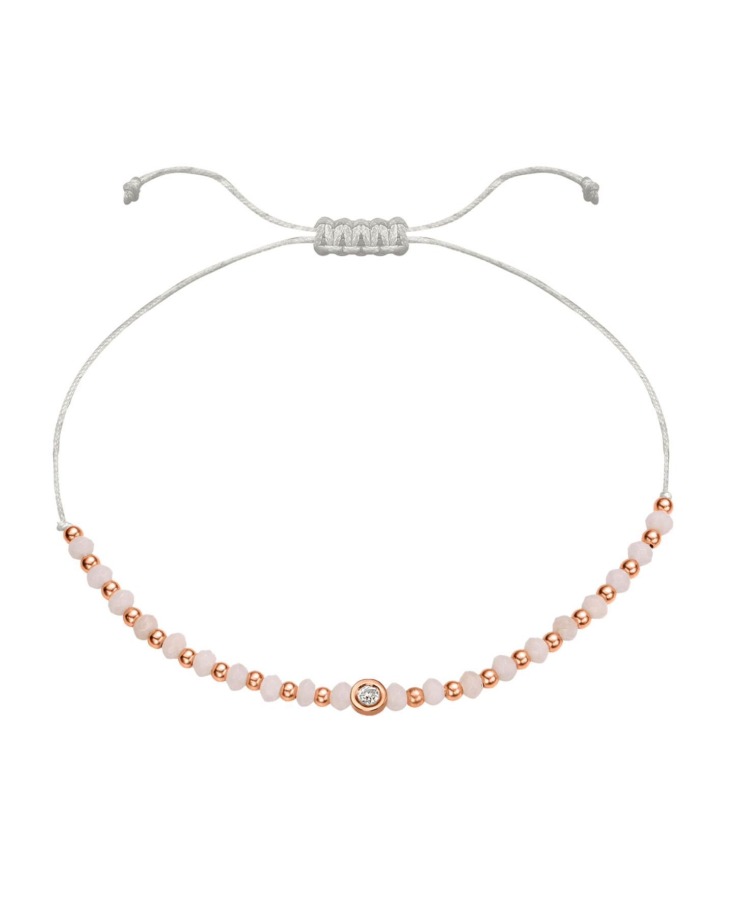 Rhodochrosite Gemstone String of Love Bracelet for Compassion - 14K Rose Gold Bracelet 14K Solid Gold Pearl Small: 0.03ct