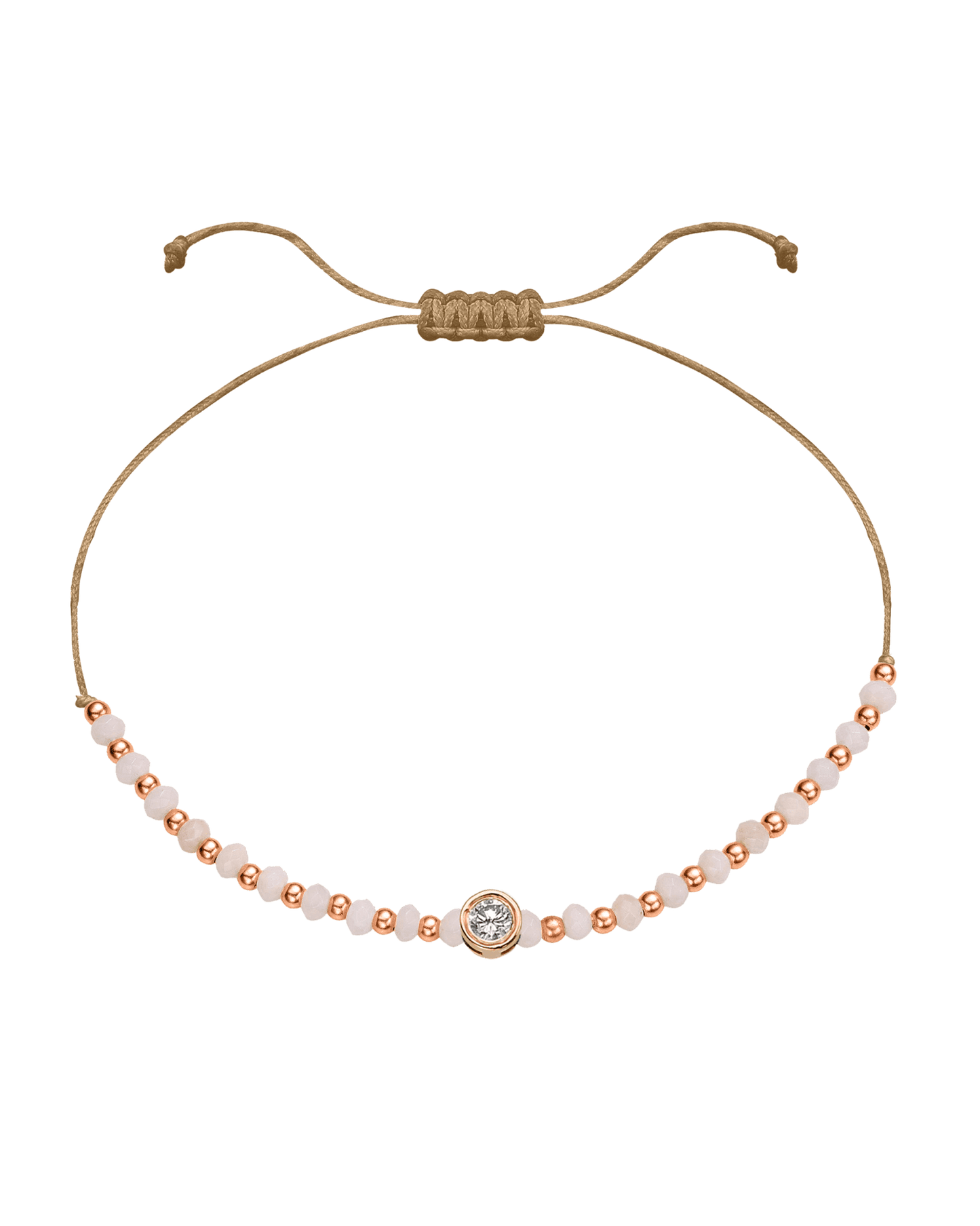 Rhodochrosite Gemstone String of Love Bracelet for Compassion - 14K Rose Gold Bracelet 14K Solid Gold Camel Large: 0.1ct