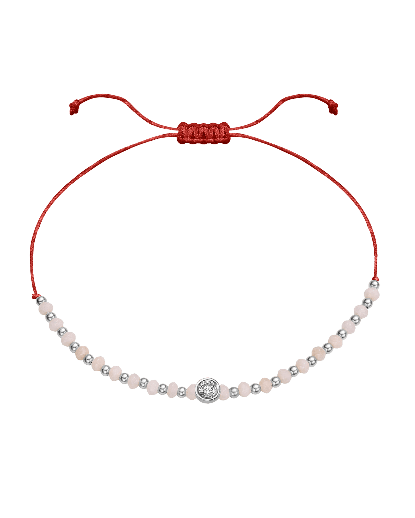 Rhodochrosite Gemstone String of Love Bracelet for Compassion - 14K White Gold Bracelet 14K Solid Gold Red Large: 0.1ct
