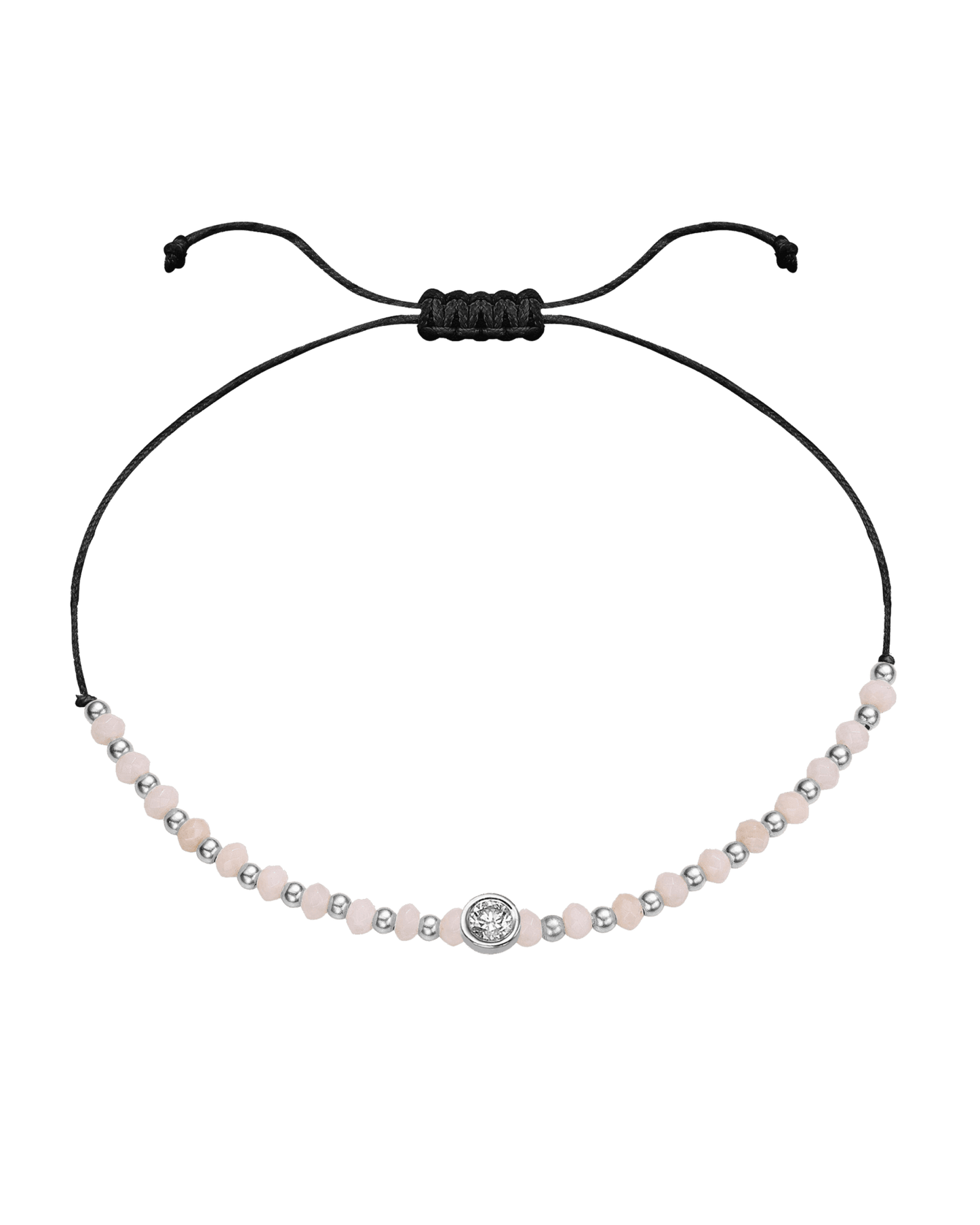 Rhodochrosite Gemstone String of Love Bracelet for Compassion - 14K White Gold Bracelet 14K Solid Gold Black Large: 0.1ct