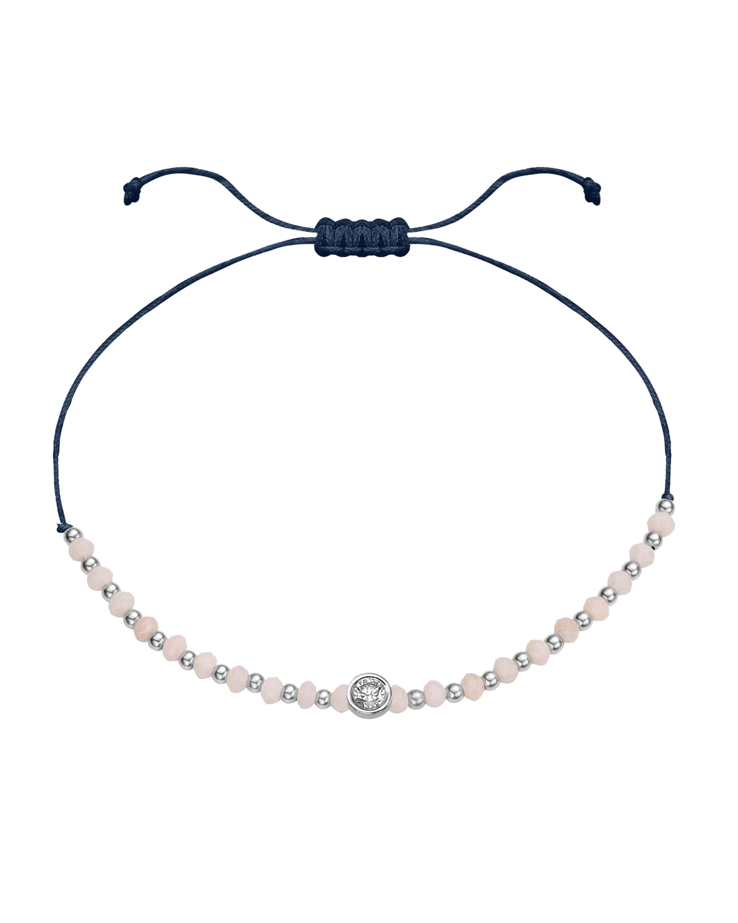Rhodochrosite Gemstone String of Love Bracelet for Compassion - 14K White Gold Bracelet 14K Solid Gold Navy Blue Large: 0.1ct