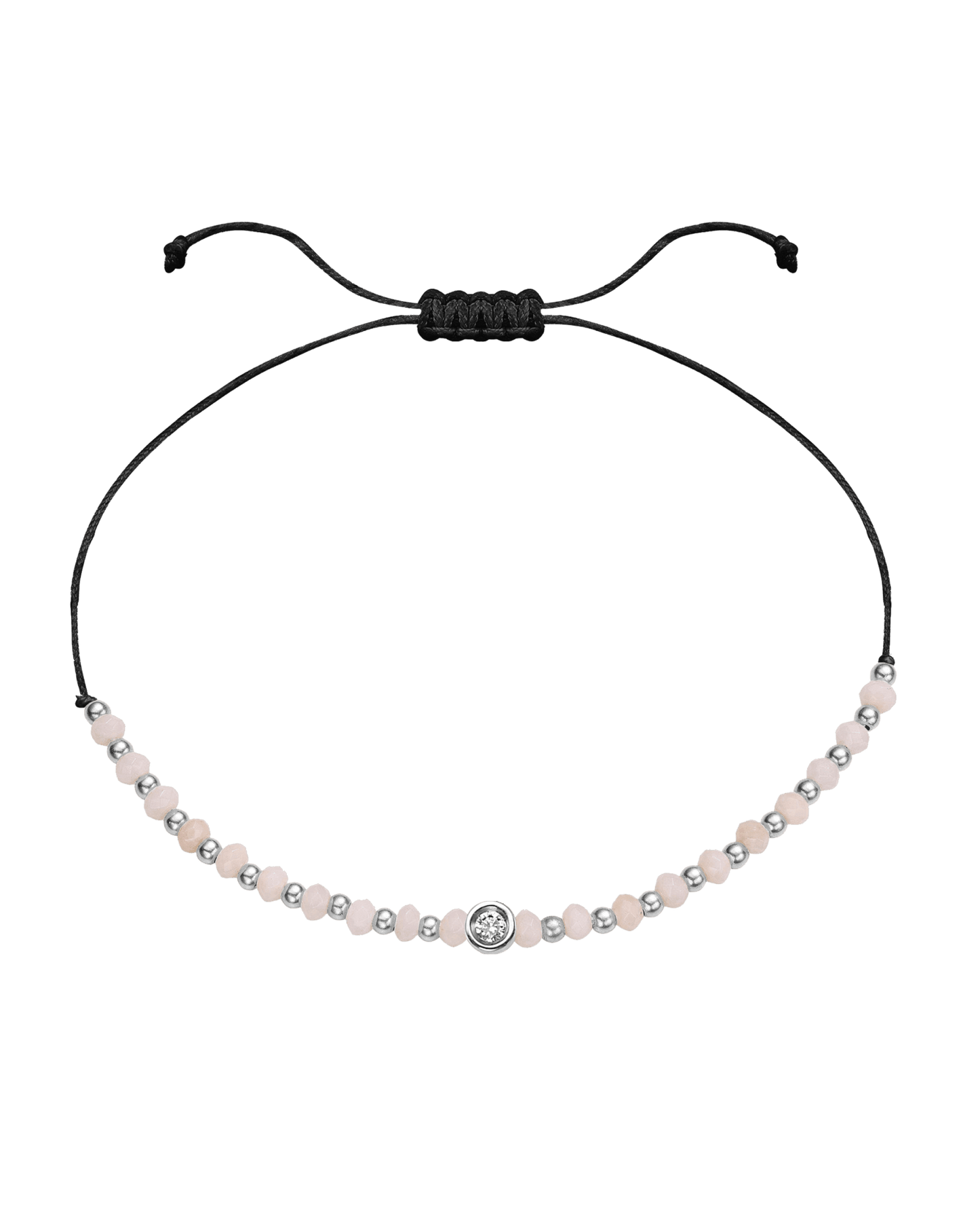 Rhodochrosite Gemstone String of Love Bracelet for Compassion - 14K White Gold Bracelet 14K Solid Gold Black Small: 0.03ct