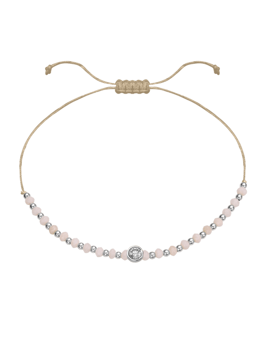 Rhodochrosite Gemstone String of Love Bracelet for Compassion - 14K White Gold Bracelet 14K Solid Gold Beige Large: 0.1ct
