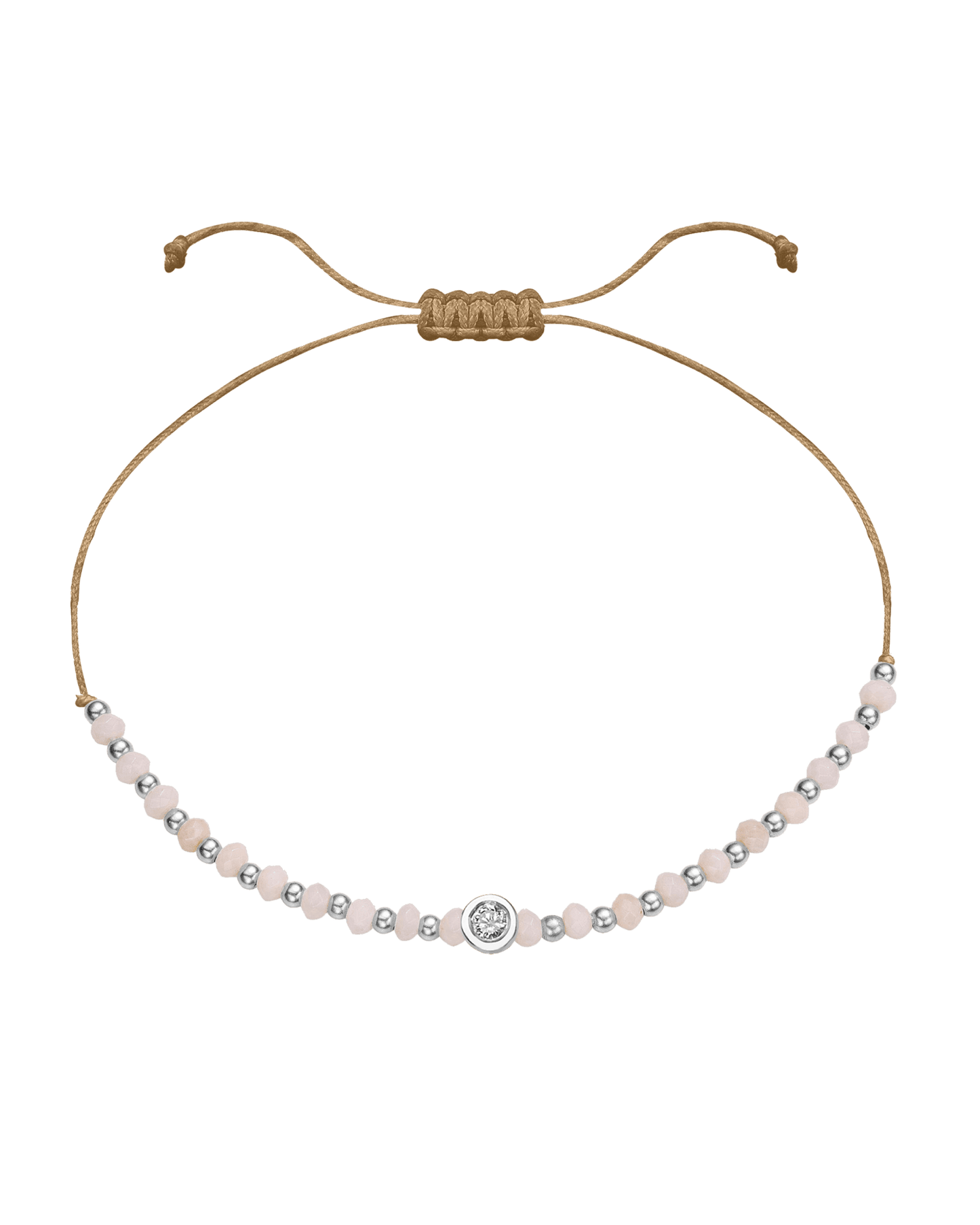 Rhodochrosite Gemstone String of Love Bracelet for Compassion - 14K White Gold Bracelet 14K Solid Gold Camel Medium: 0.04ct