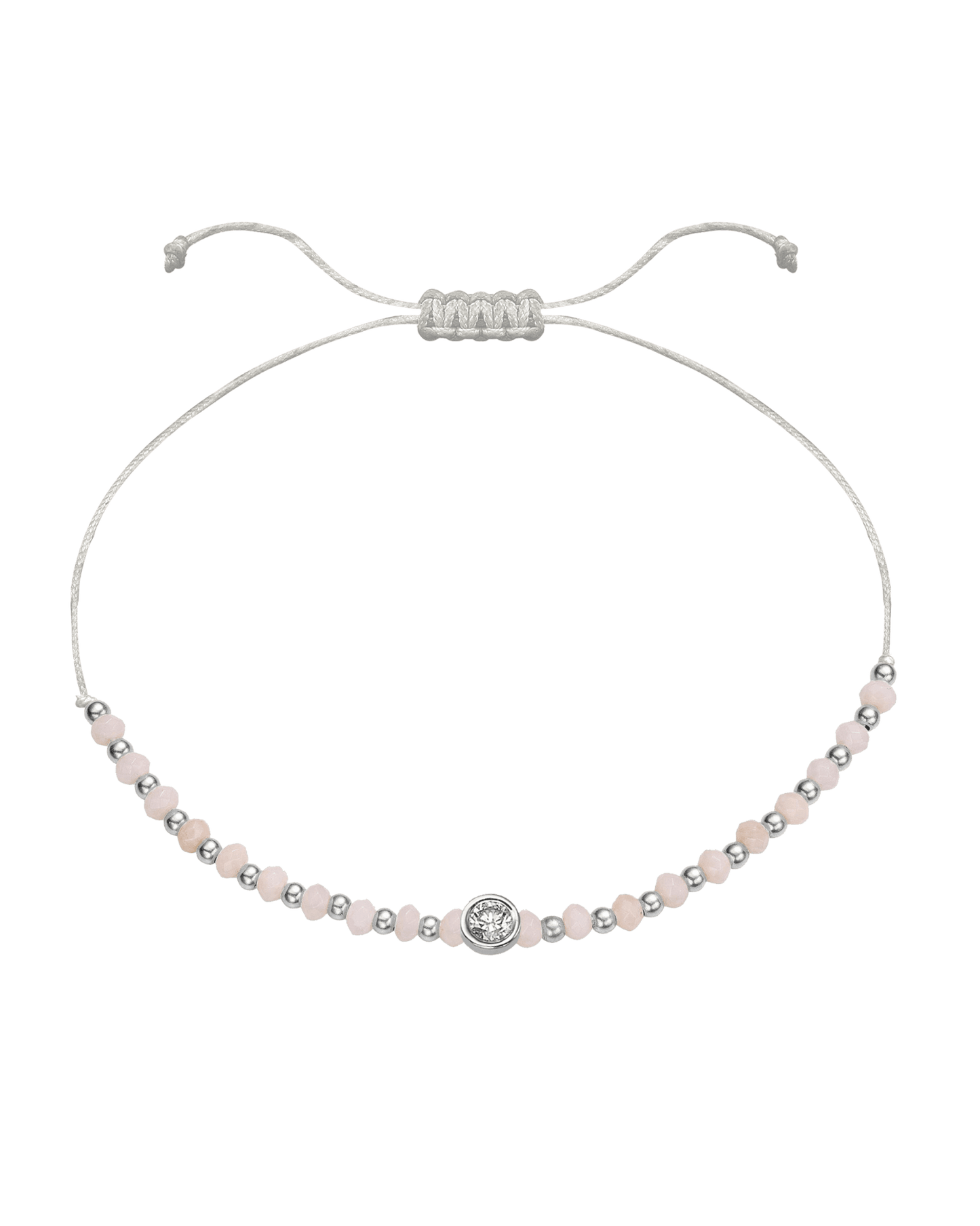 Rhodochrosite Gemstone String of Love Bracelet for Compassion - 14K White Gold Bracelet 14K Solid Gold Pearl Large: 0.1ct