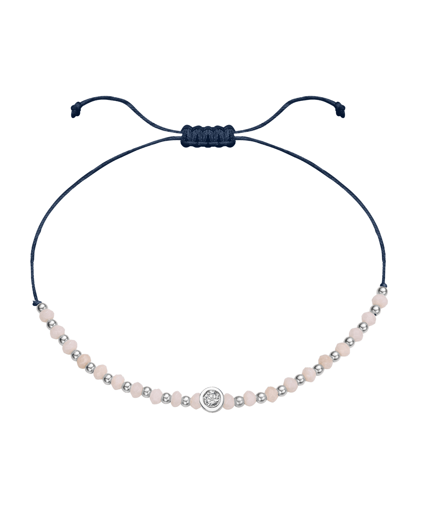Rhodochrosite Gemstone String of Love Bracelet for Compassion - 14K White Gold Bracelet 14K Solid Gold Navy Blue Medium: 0.04ct