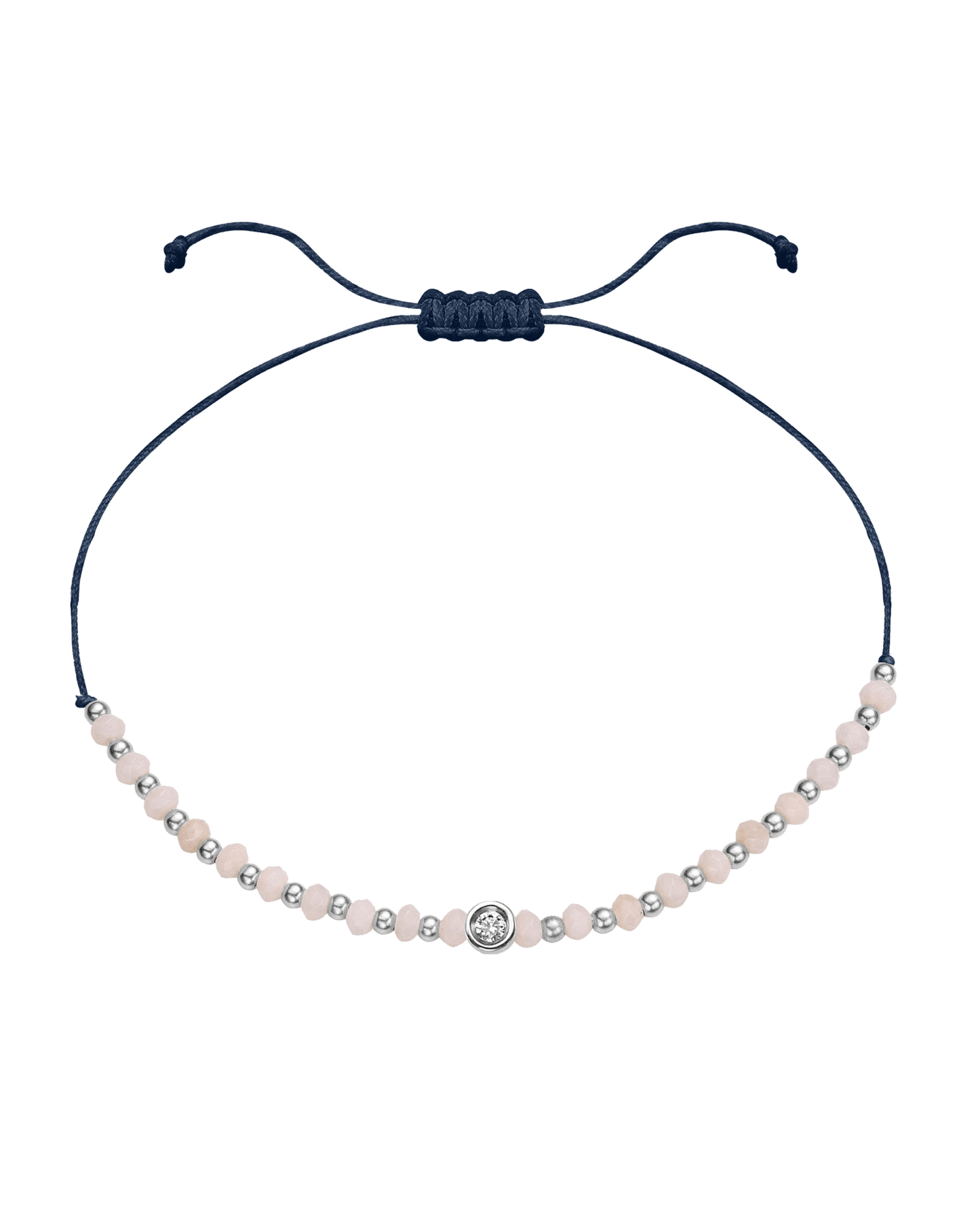 Rhodochrosite Gemstone String of Love Bracelet for Compassion - 14K White Gold Bracelet 14K Solid Gold Navy Blue Small: 0.03ct