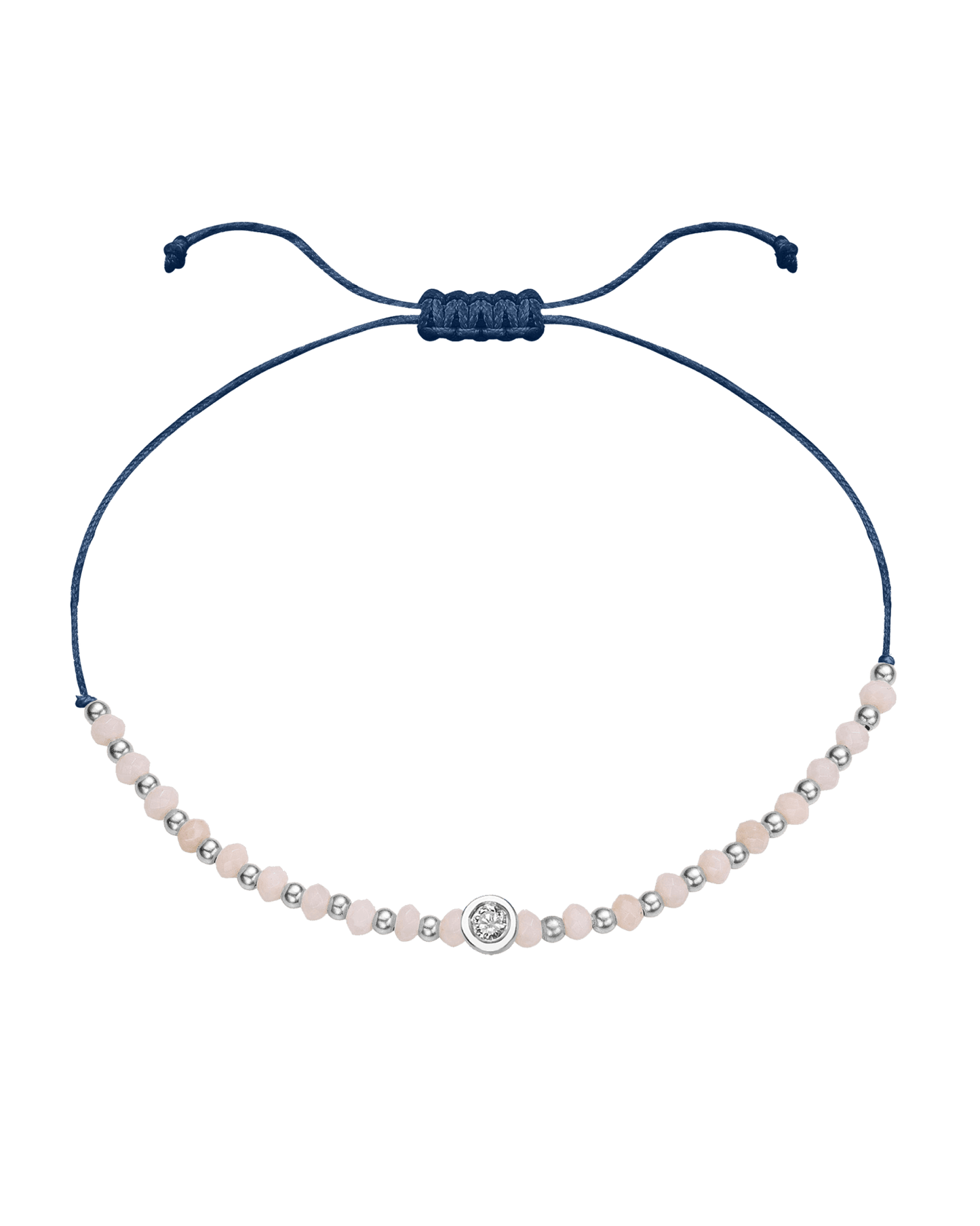 Rhodochrosite Gemstone String of Love Bracelet for Compassion - 14K White Gold Bracelet 14K Solid Gold Indigo Medium: 0.04ct