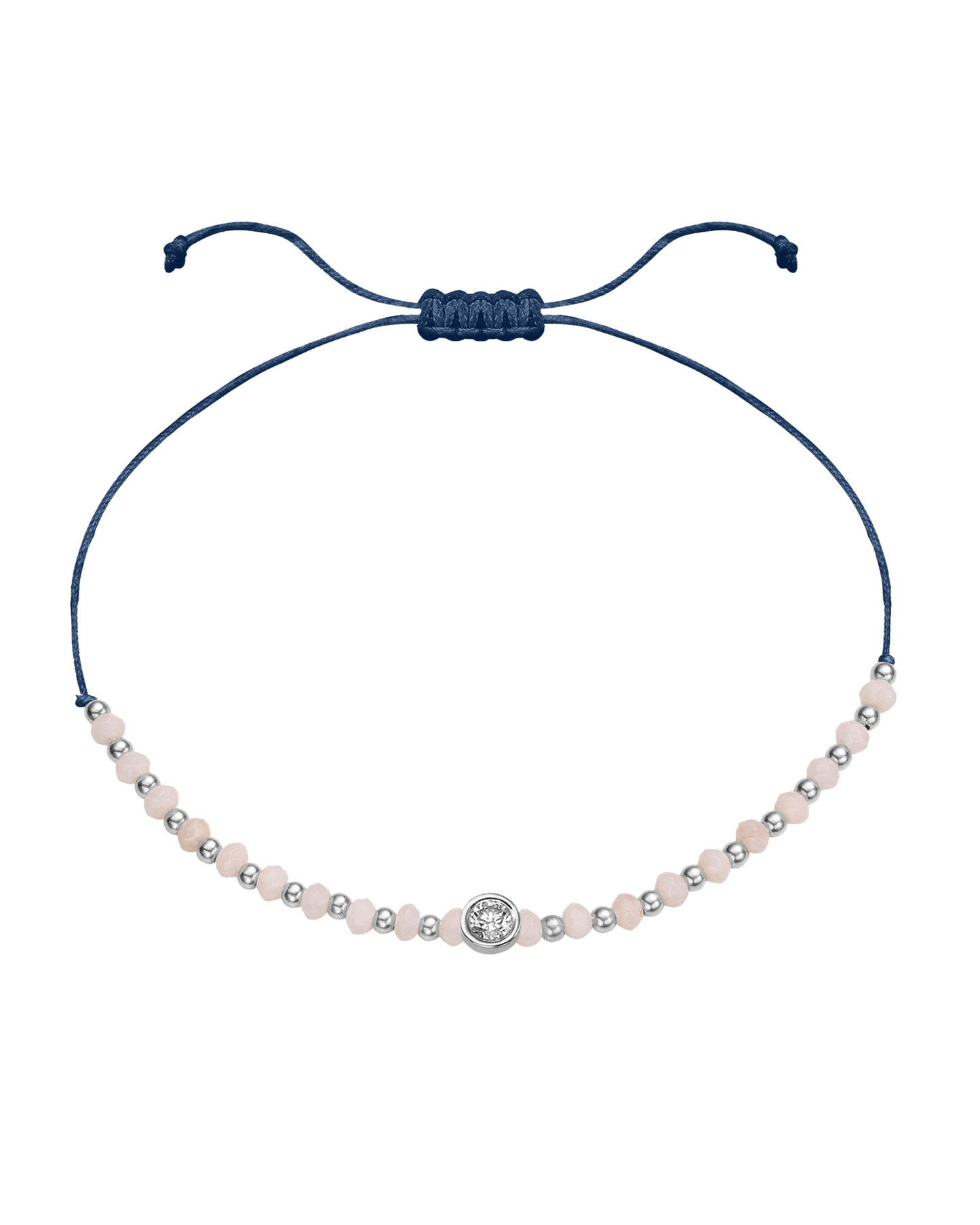 Rhodochrosite Gemstone String of Love Bracelet for Compassion - 14K White Gold Bracelet 14K Solid Gold Indigo Large: 0.1ct