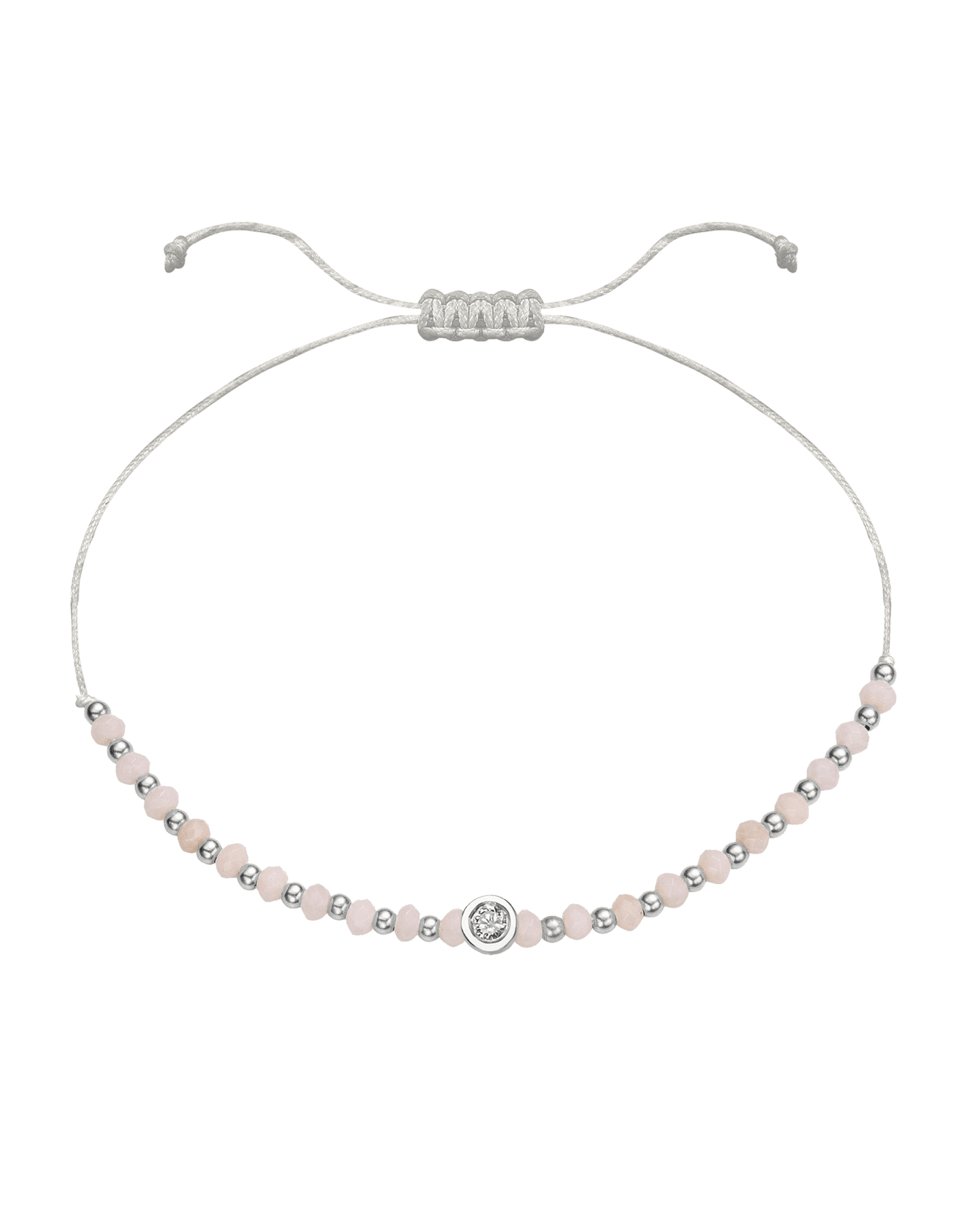 Rhodochrosite Gemstone String of Love Bracelet for Compassion - 14K White Gold Bracelet 14K Solid Gold Pearl Medium: 0.04ct