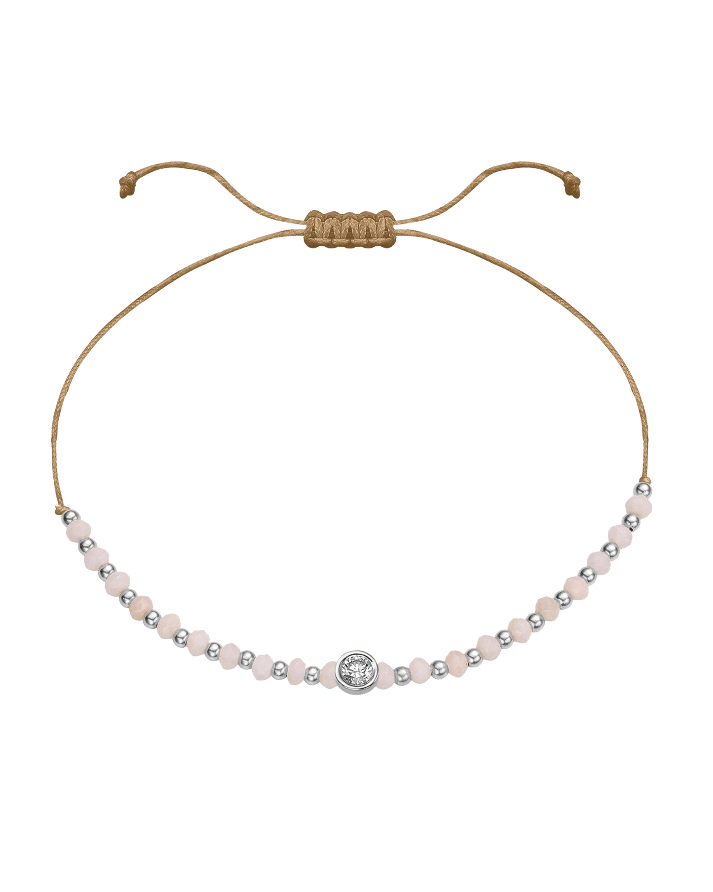Rhodochrosite Gemstone String of Love Bracelet for Compassion - 14K White Gold Bracelet 14K Solid Gold Camel Large: 0.1ct