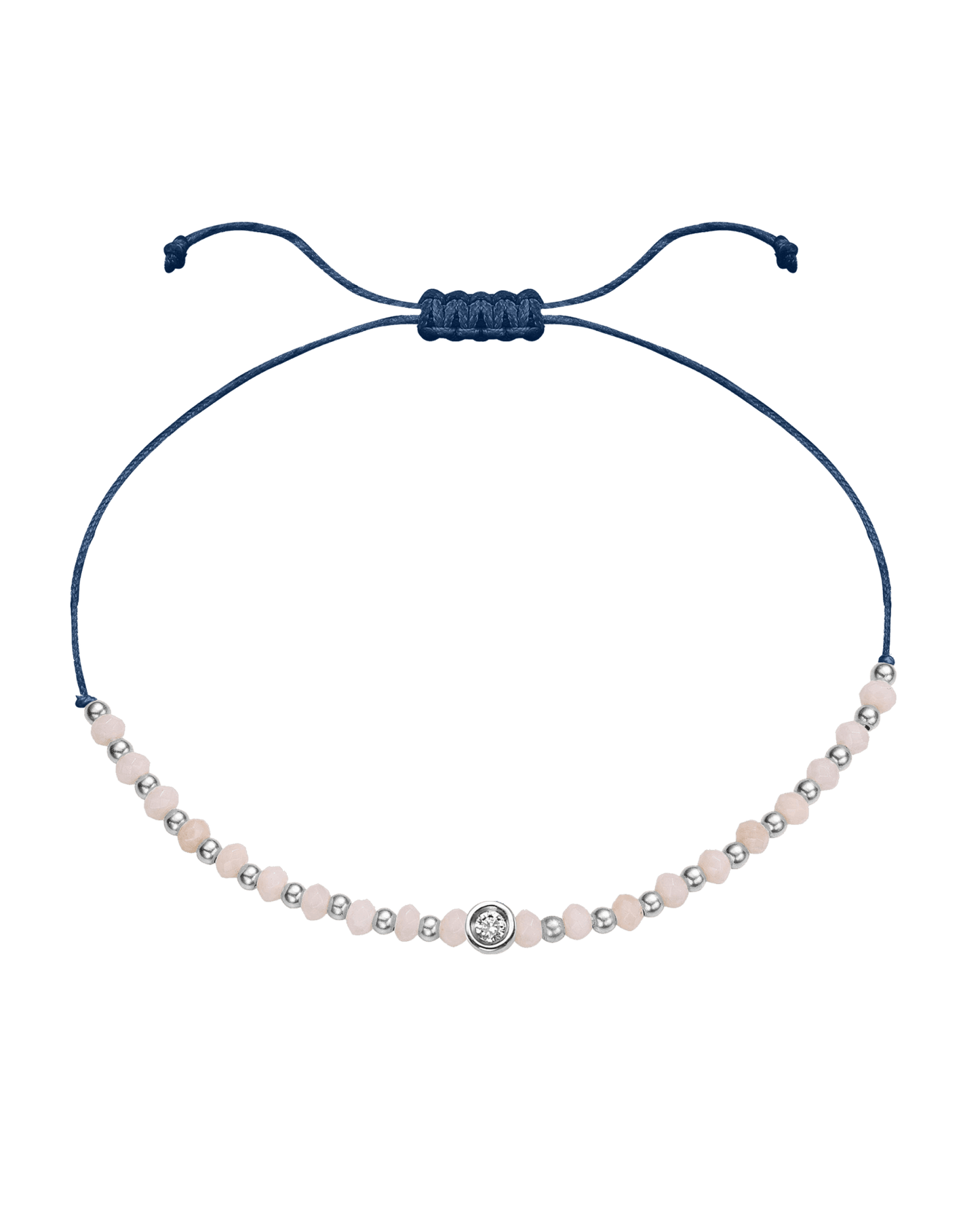 Rhodochrosite Gemstone String of Love Bracelet for Compassion - 14K White Gold Bracelet 14K Solid Gold Indigo Small: 0.03ct