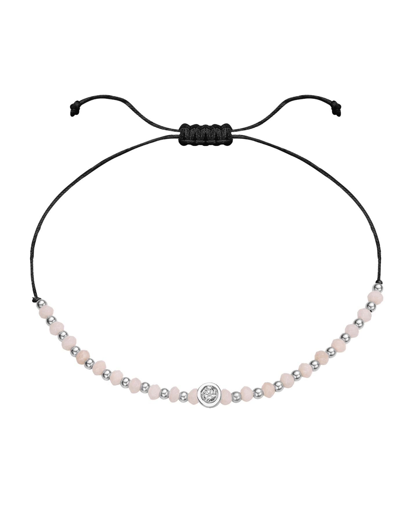 Rhodochrosite Gemstone String of Love Bracelet for Compassion - 14K White Gold Bracelet 14K Solid Gold Black Medium: 0.04ct