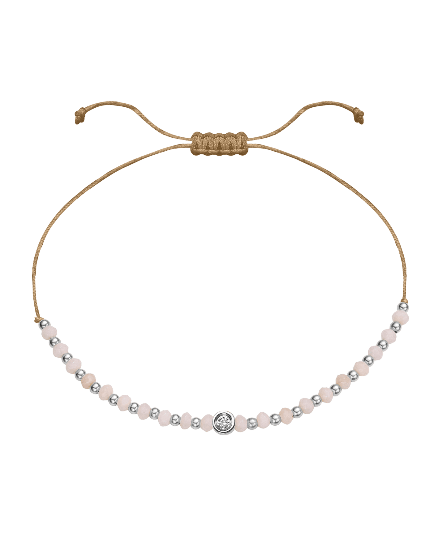 Rhodochrosite Gemstone String of Love Bracelet for Compassion - 14K White Gold Bracelet 14K Solid Gold Camel Small: 0.03ct