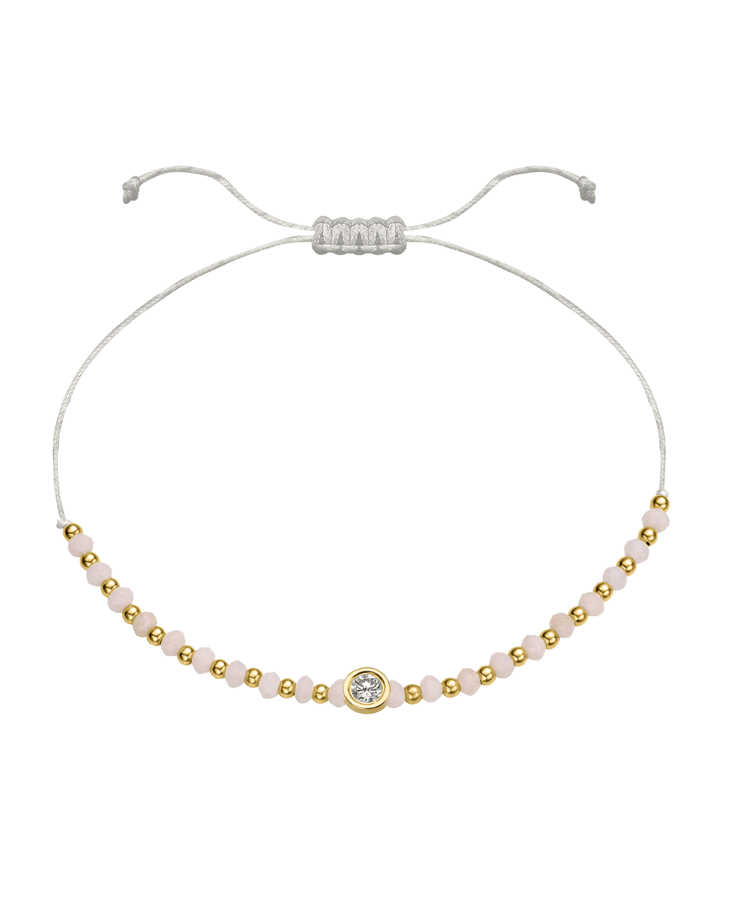 Rhodochrosite Gemstone String of Love Bracelet for Compassion - 14K Yellow Gold Bracelet 14K Solid Gold Pearl Large: 0.1ct