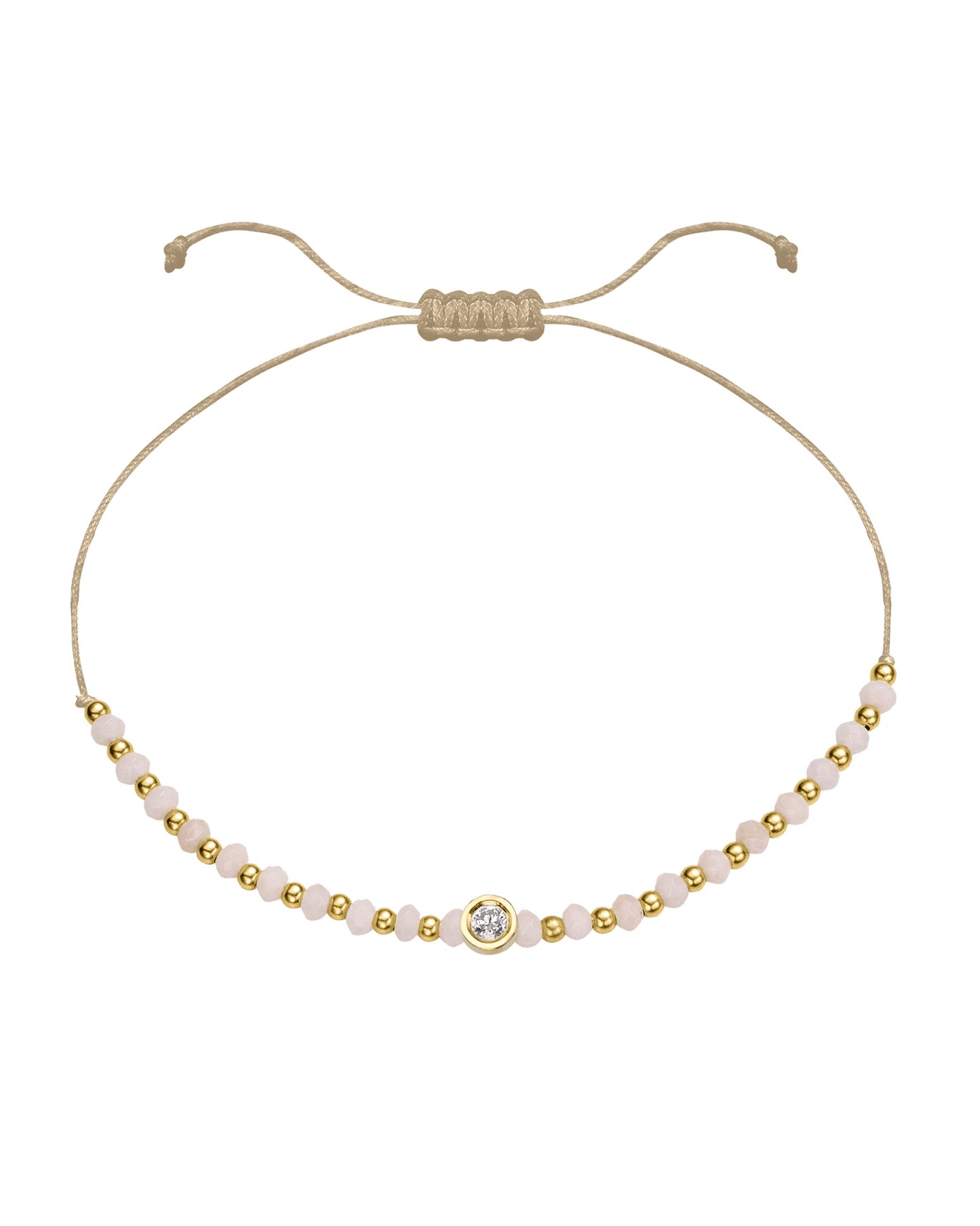 Rhodochrosite Gemstone String of Love Bracelet for Compassion - 14K Yellow Gold Bracelet 14K Solid Gold Beige Medium: 0.04ct