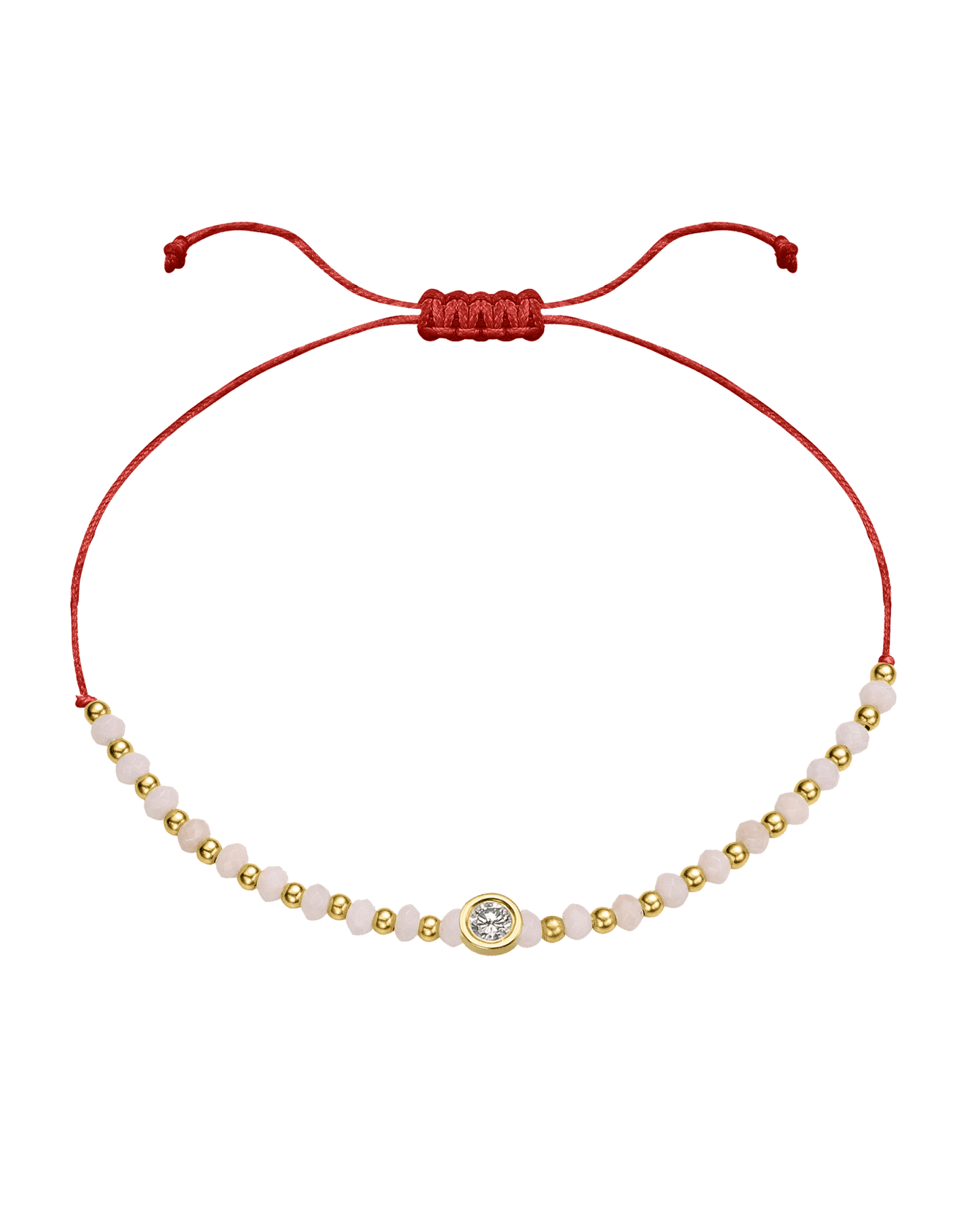 Rhodochrosite Gemstone String of Love Bracelet for Compassion - 14K Yellow Gold Bracelet 14K Solid Gold Red Large: 0.1ct