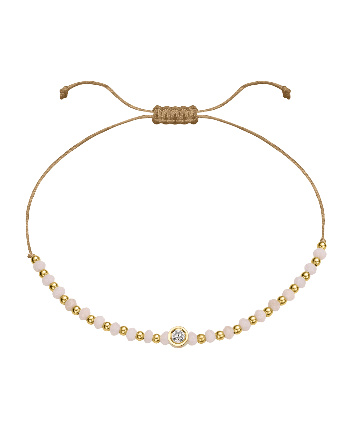 Rhodochrosite Gemstone String of Love Bracelet for Compassion - 14K Yellow Gold Bracelet 14K Solid Gold Camel Medium: 0.04ct