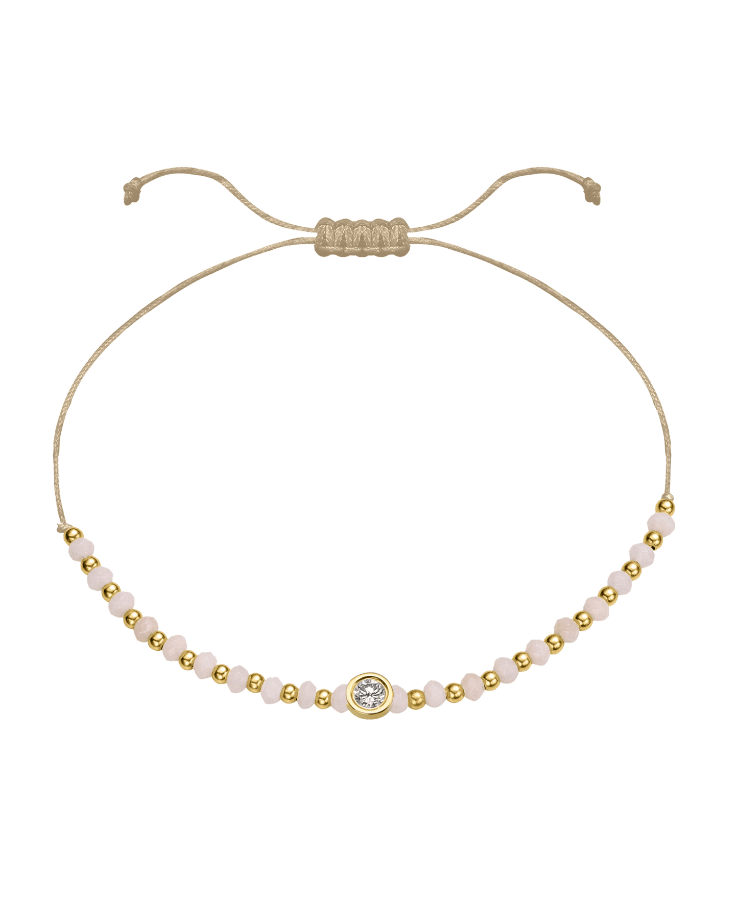 Rhodochrosite Gemstone String of Love Bracelet for Compassion - 14K Yellow Gold Bracelet 14K Solid Gold Beige Large: 0.1ct