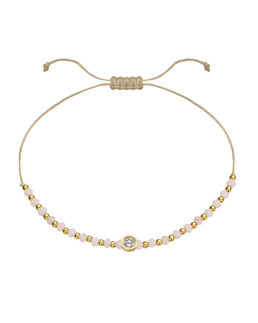 Rhodochrosite Gemstone String of Love Bracelet for Compassion - 14K Yellow Gold Bracelet 14K Solid Gold Beige Large: 0.1ct