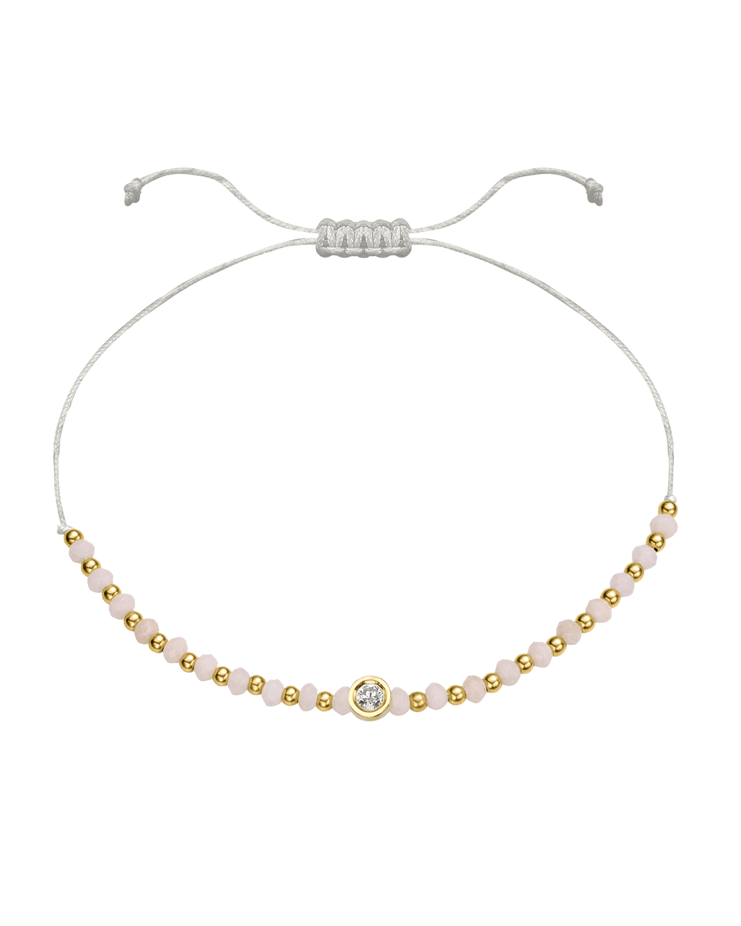 Rhodochrosite Gemstone String of Love Bracelet for Compassion - 14K Yellow Gold Bracelet 14K Solid Gold Pearl Medium: 0.04ct
