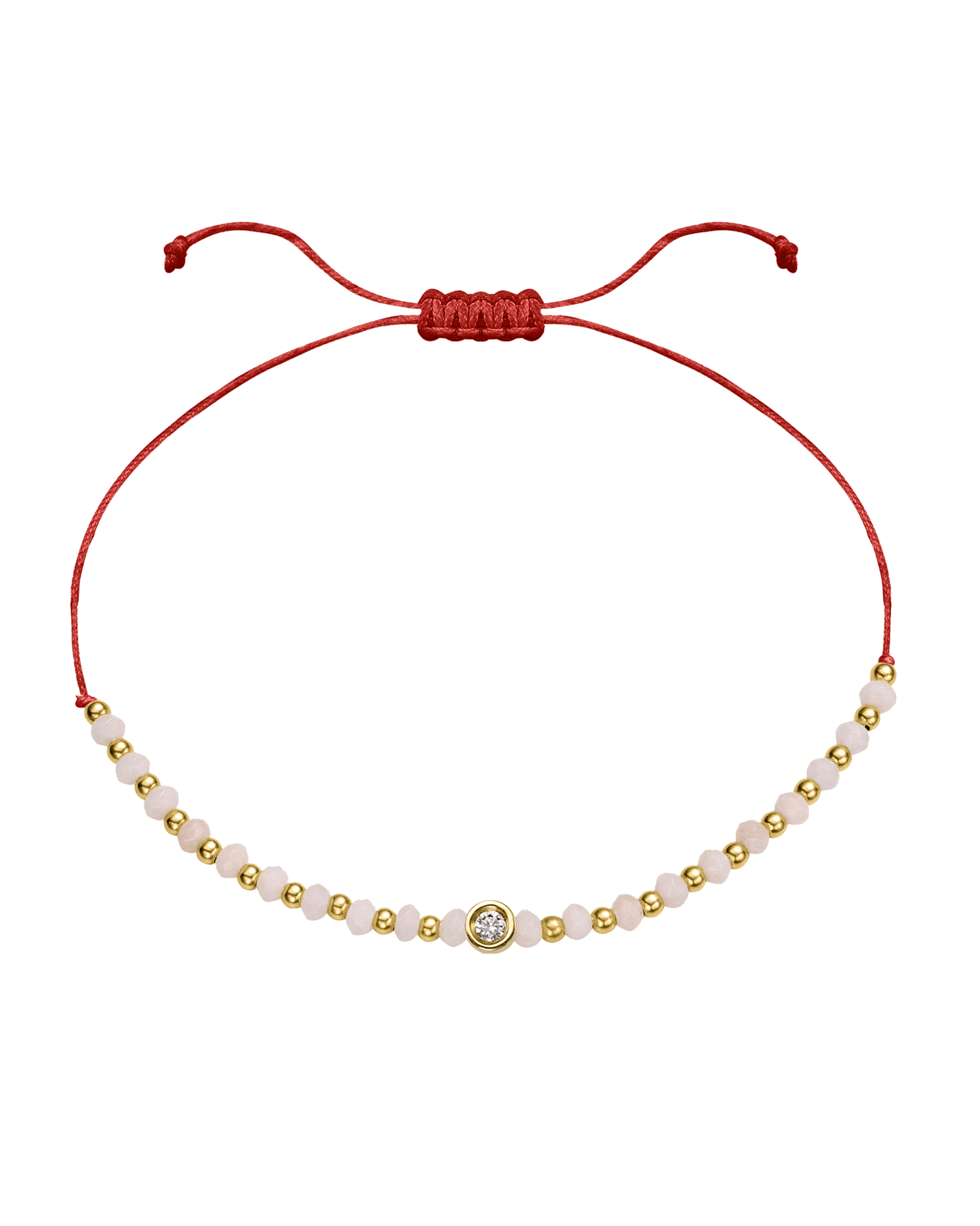 Rhodochrosite Gemstone String of Love Bracelet for Compassion - 14K Yellow Gold Bracelet 14K Solid Gold Red Small: 0.03ct