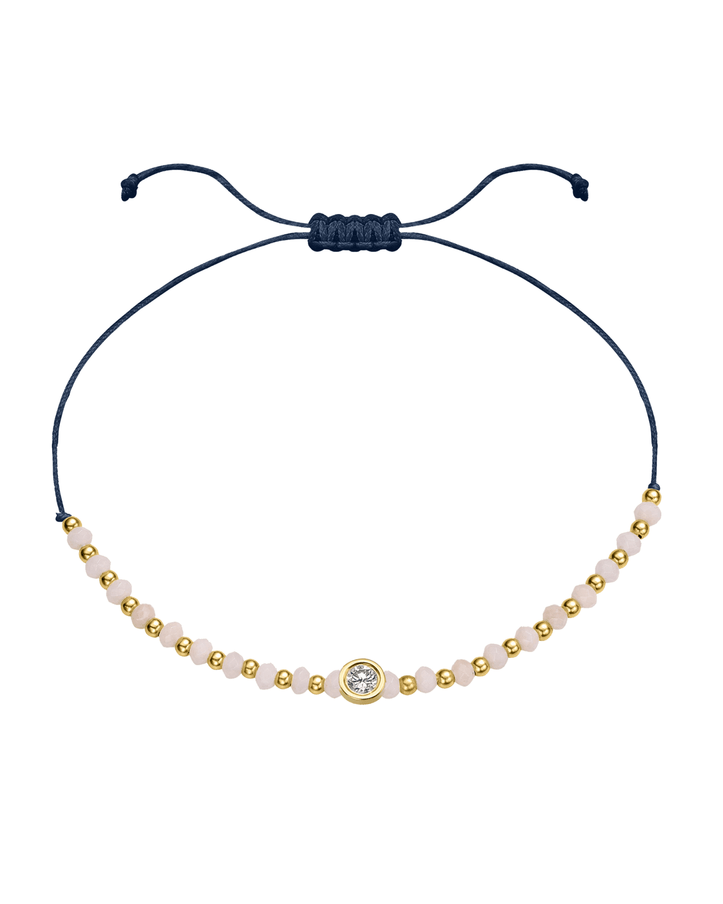 Rhodochrosite Gemstone String of Love Bracelet for Compassion - 14K Yellow Gold Bracelet 14K Solid Gold Navy Blue Large: 0.1ct